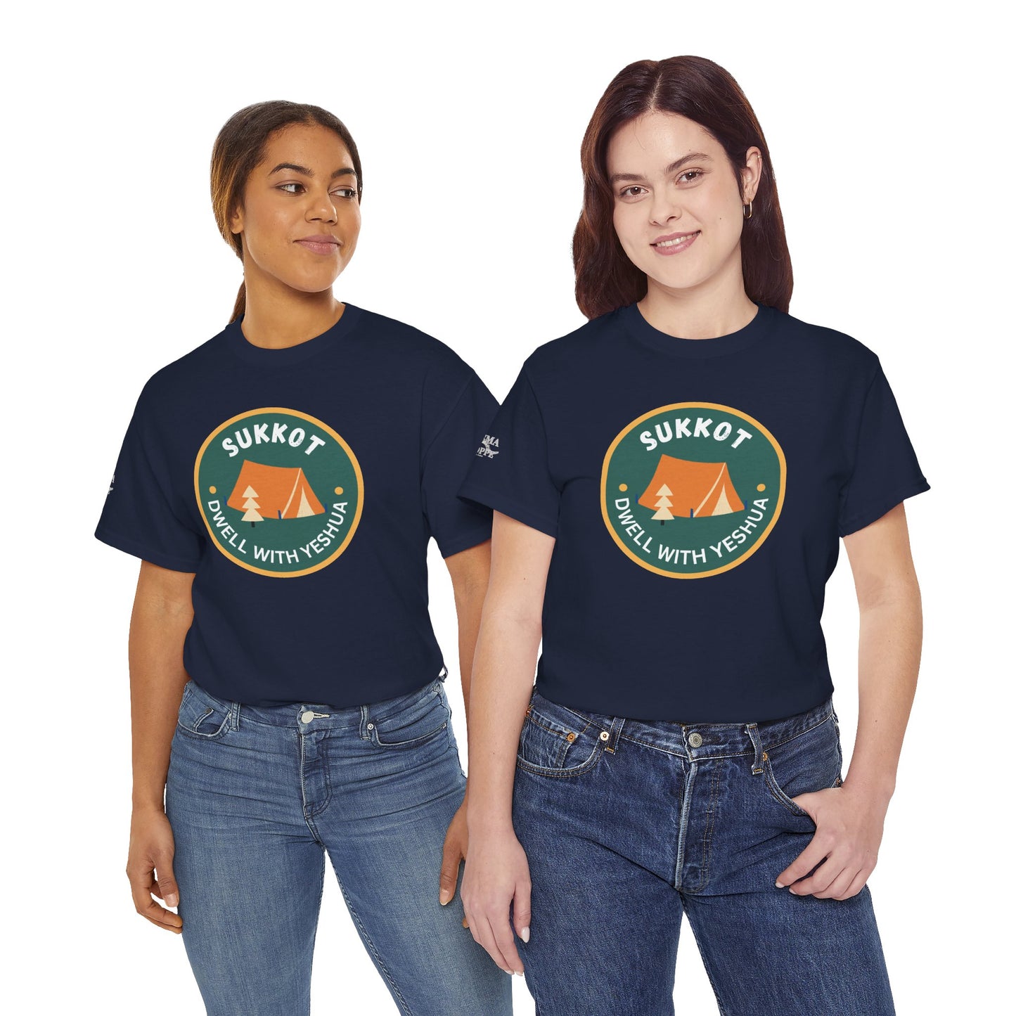 Sukkot Camping Tee — “Dwell With Yeshua” Biblical Feast T‑Shirt
