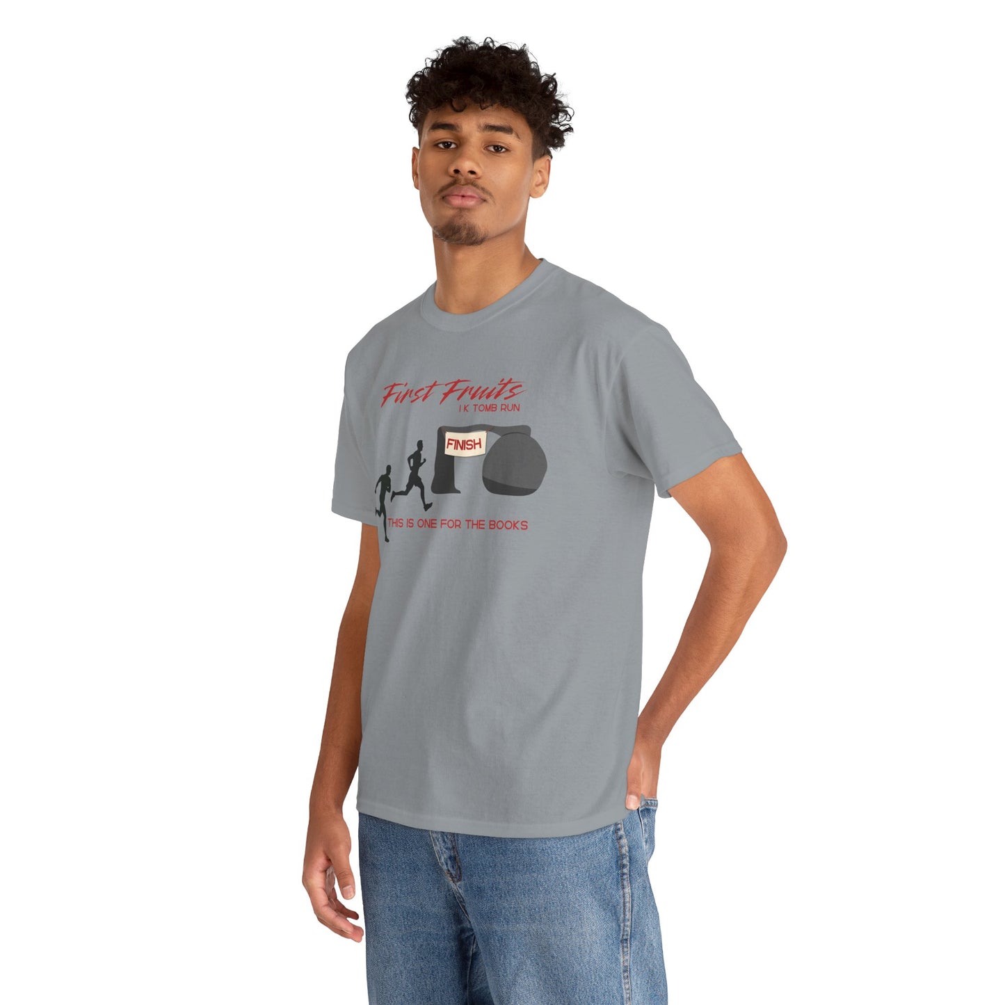 First Fruits 1k Tomb Run Unisex Tee - Funny Biblical Design