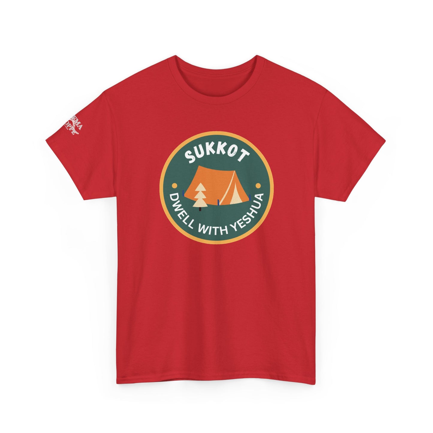 Sukkot Camping Tee — “Dwell With Yeshua” Biblical Feast T‑Shirt