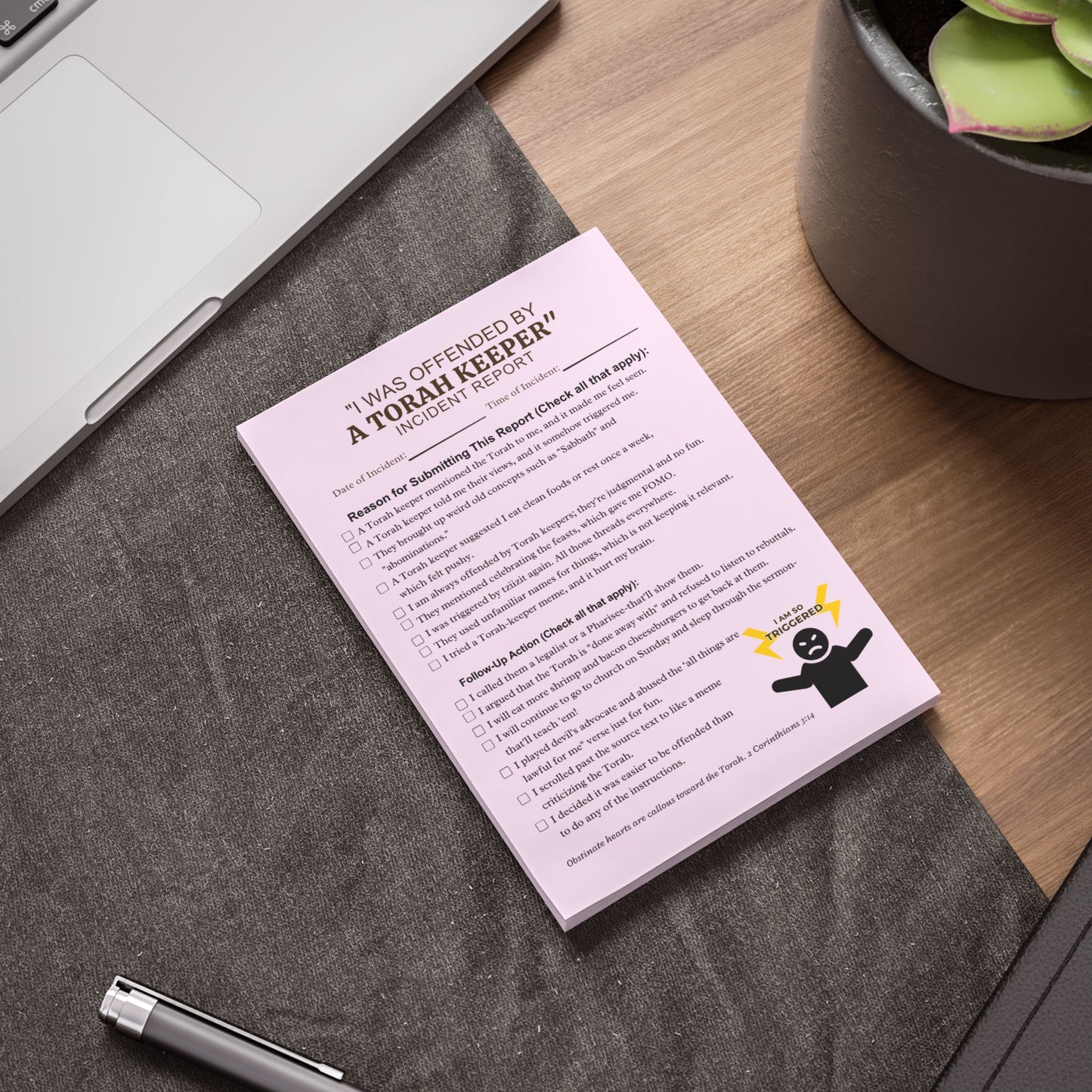 Incident Report Post-it® Note Pad — Pink Playful Office Memo for Logging Petty Grievances
