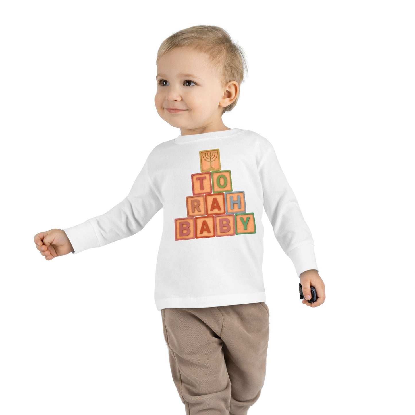 Torah Baby Menorah Blocks- Toddler Long Sleeve Tee