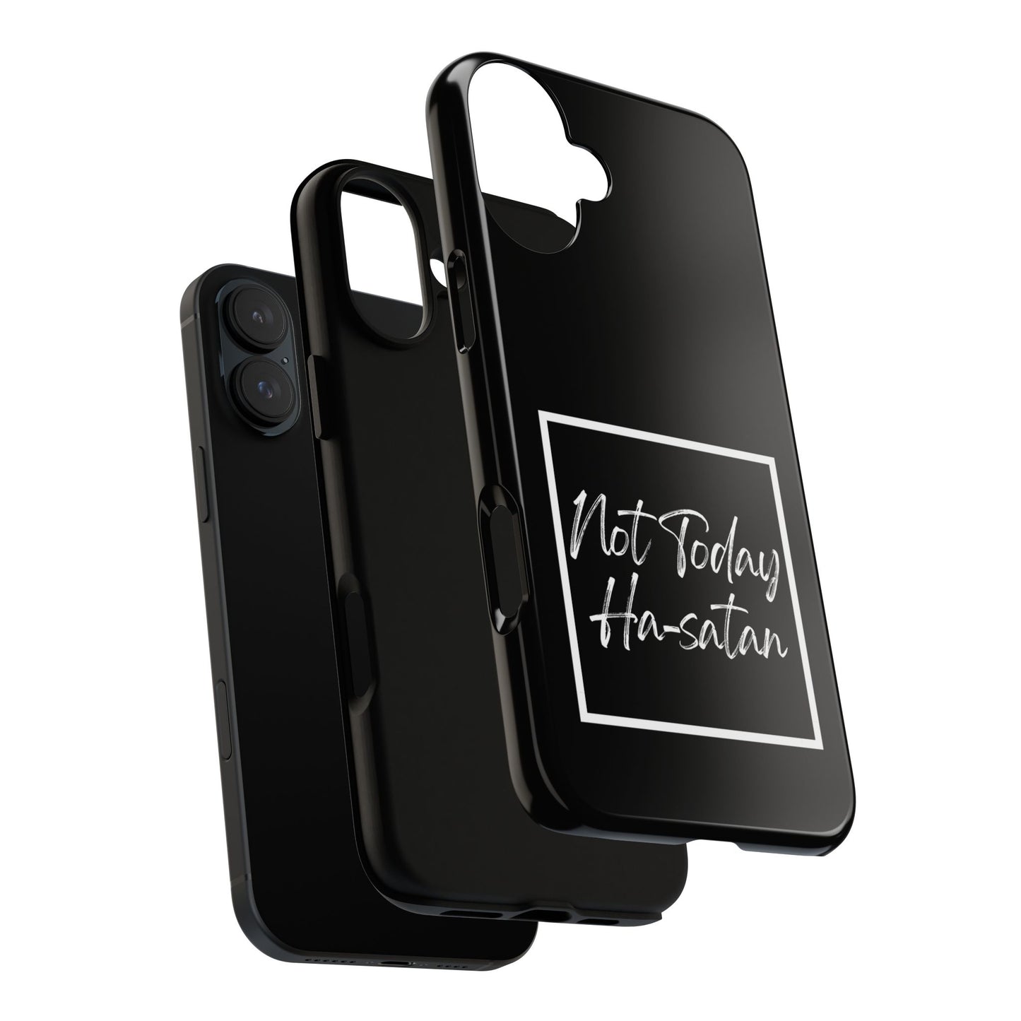 Phone Case- “Not Today Ha-satan” Black Tough Protective Cover Hebrew Humor