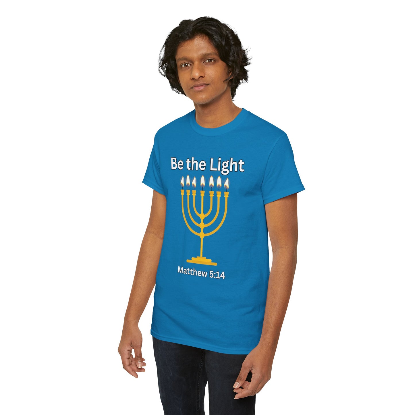 Be the Light Menorah: Unisex Heavy Cotton Tee Matthew 5:14