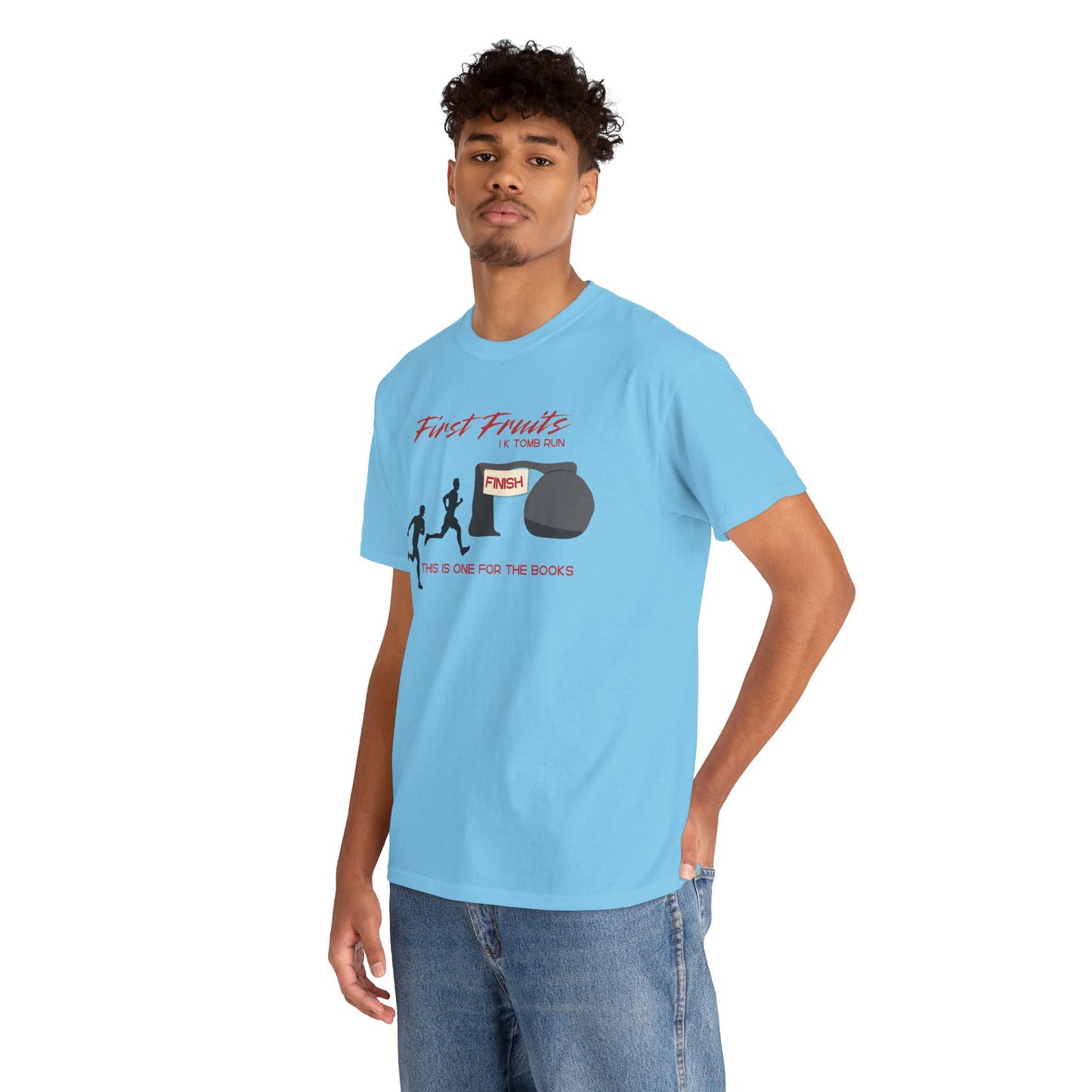 First Fruits 1k Tomb Run Unisex Tee - Funny Biblical Design
