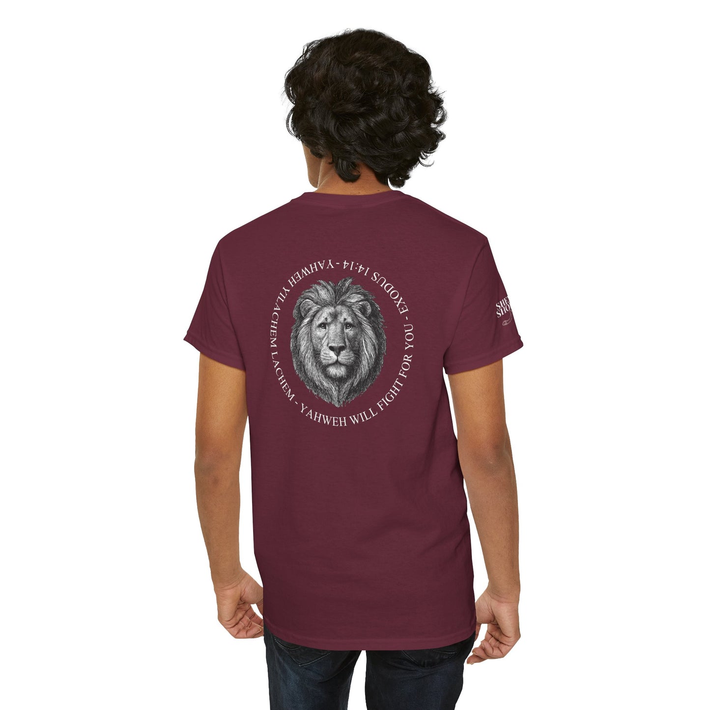 Hebrew Lion Tee — "Yahweh Yilachem Lachem" Inspirational Scripture Shirt Exodus 14:14