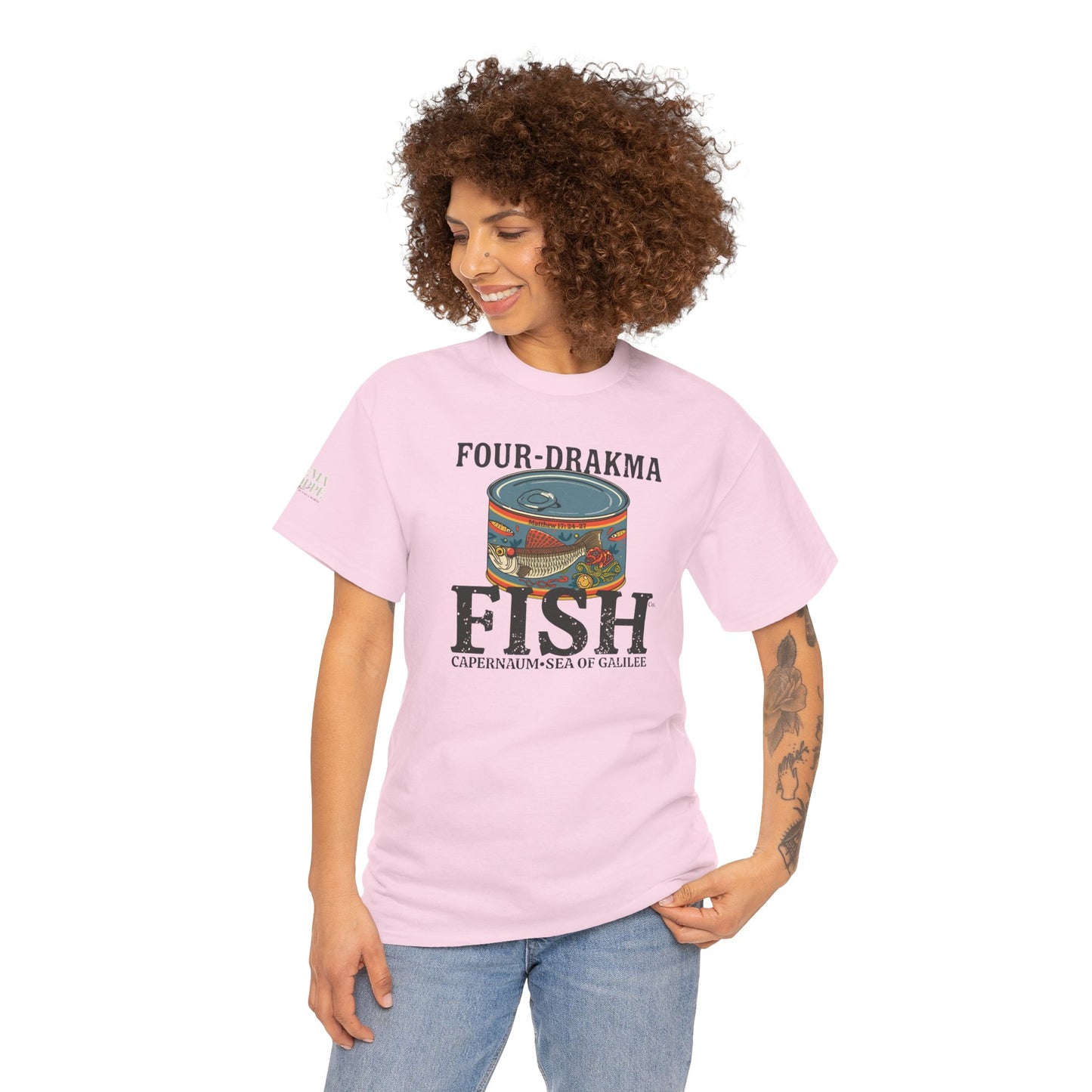 Vintage Four-Drachma Fish Co Matthew 17:24-27 Unisex Tee for Fishermen and Bible Enthusiasts