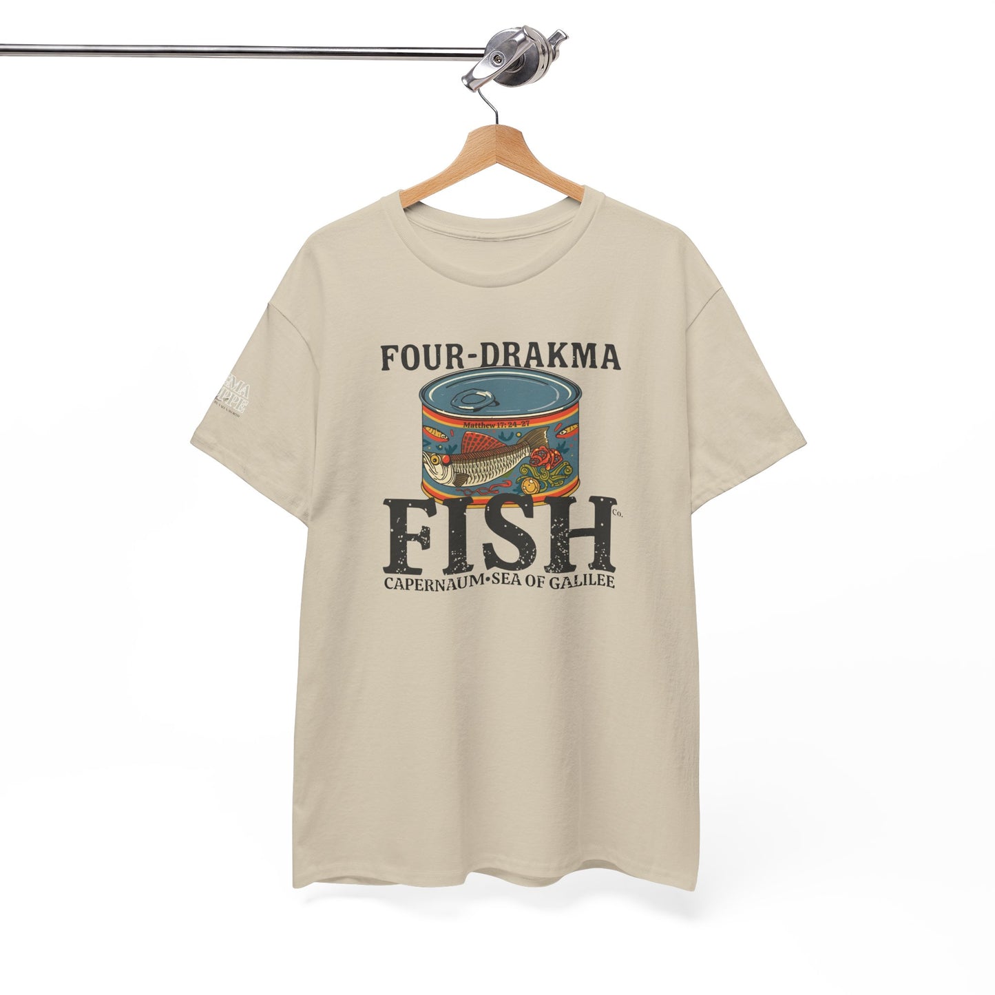 Vintage Four-Drachma Fish Co Matthew 17:24-27 Unisex Tee for Fishermen and Bible Enthusiasts