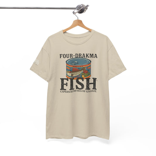 Vintage Four-Drachma Fish Co Matthew 17:24-27 Unisex Tee for Fishermen and Bible Enthusiasts