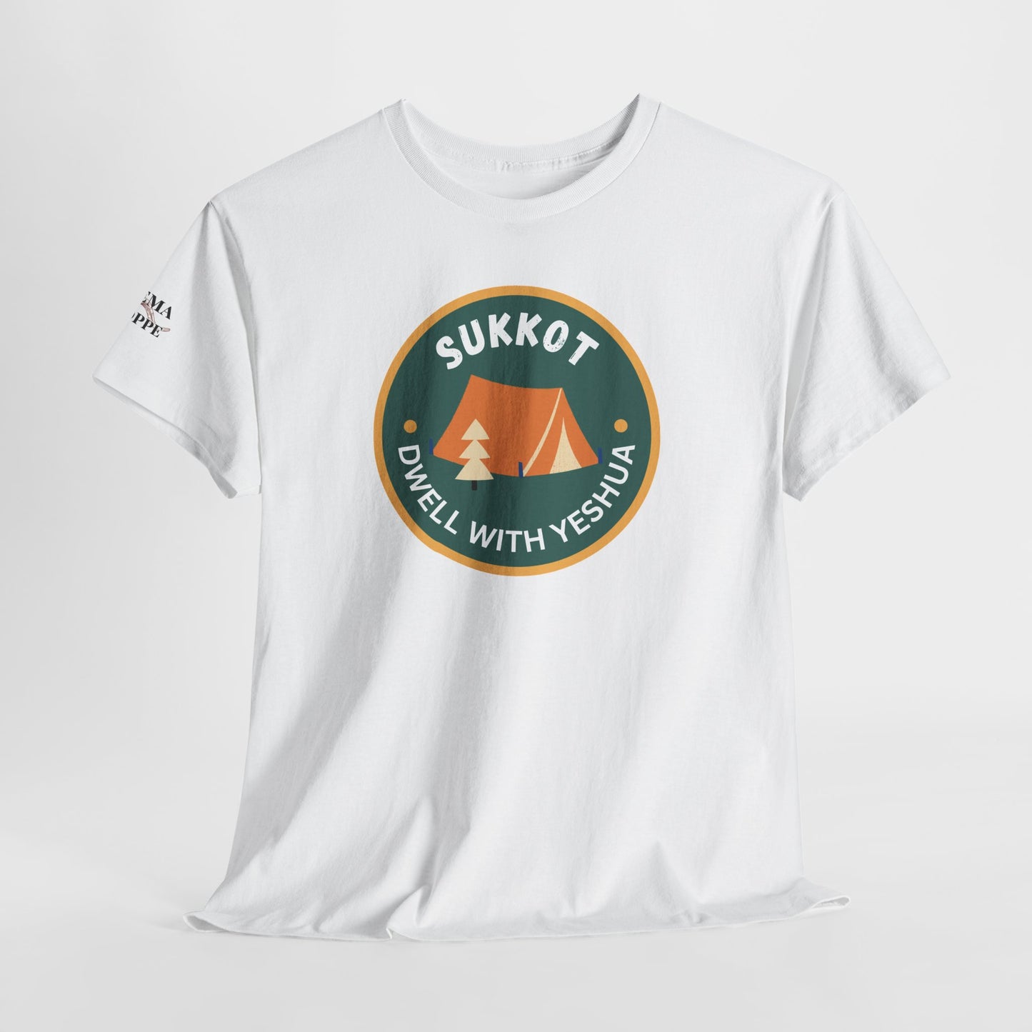 Sukkot Camping Tee — “Dwell With Yeshua” Biblical Feast T‑Shirt