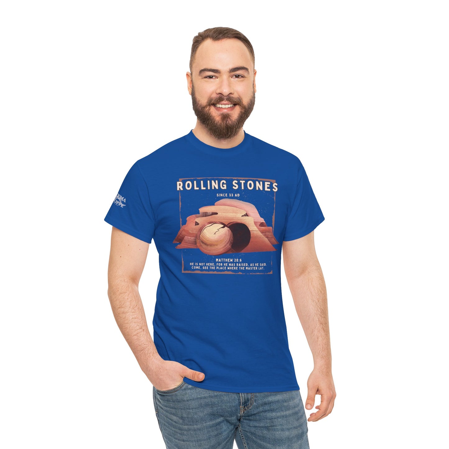 Rolling Stones Since 33 AD Biblical Graphic Tee — "Hebrew Hahas" Vintage Faith Shirt