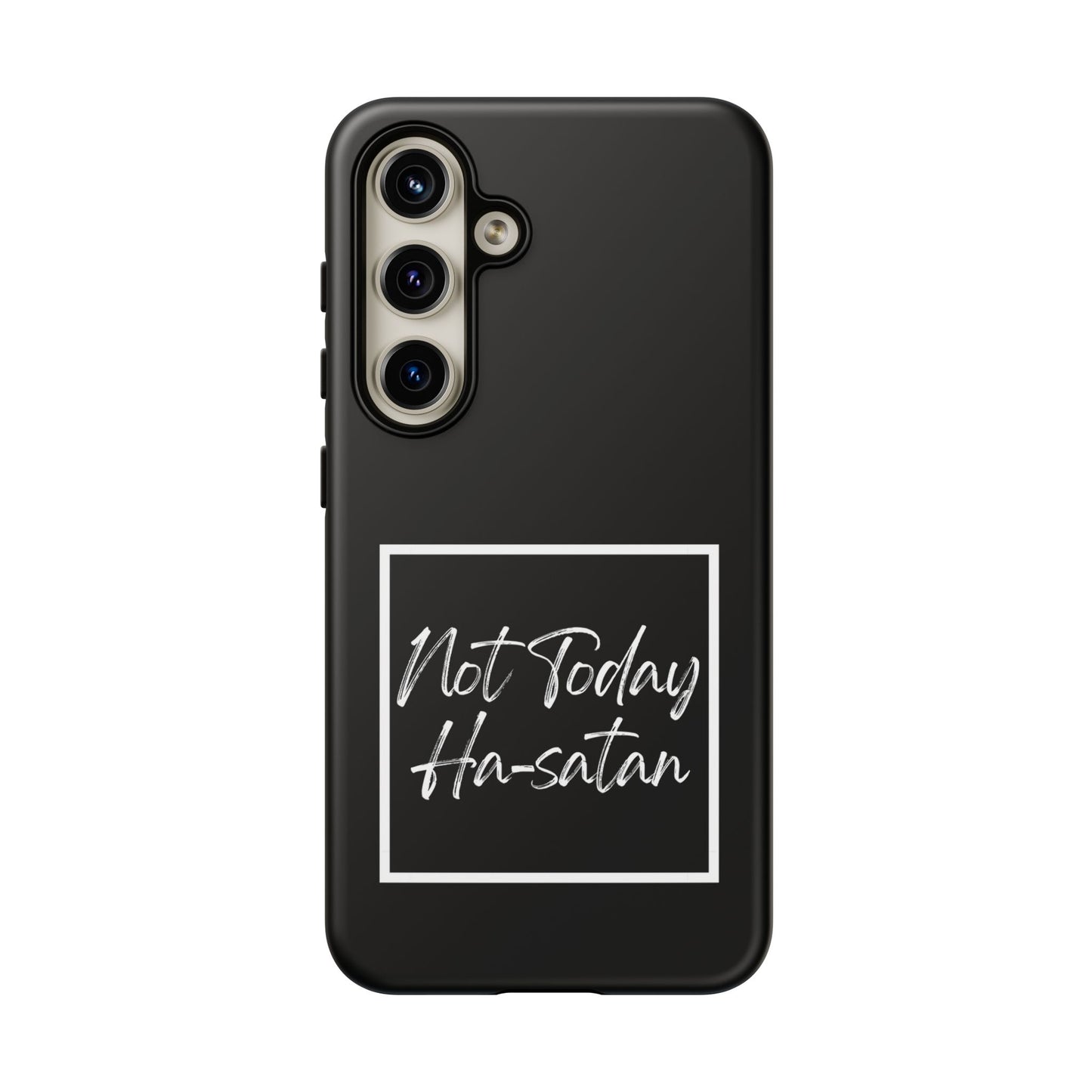Phone Case- “Not Today Ha-satan” Black Tough Protective Cover Hebrew Humor