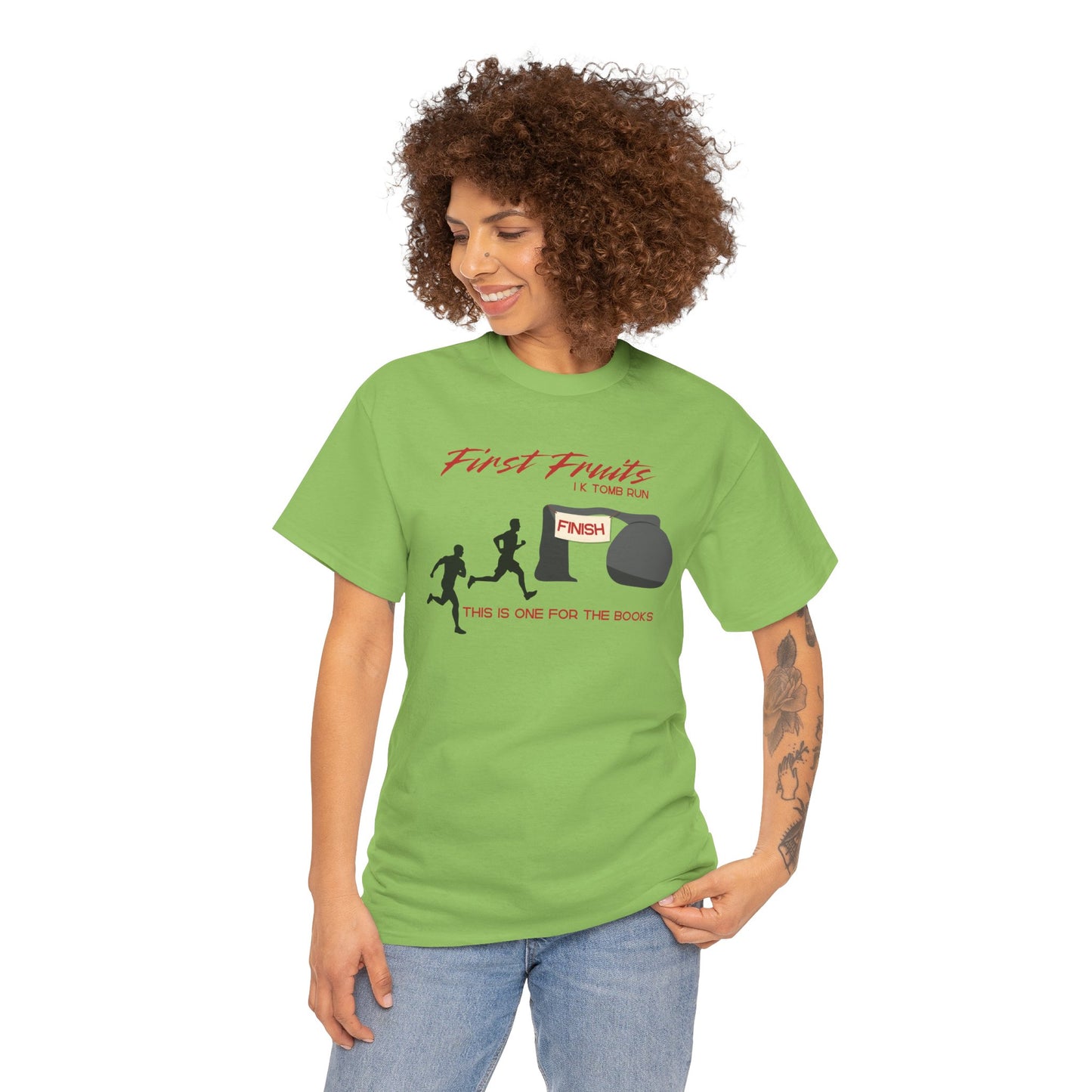 First Fruits 1k Tomb Run Unisex Tee - Funny Biblical Design