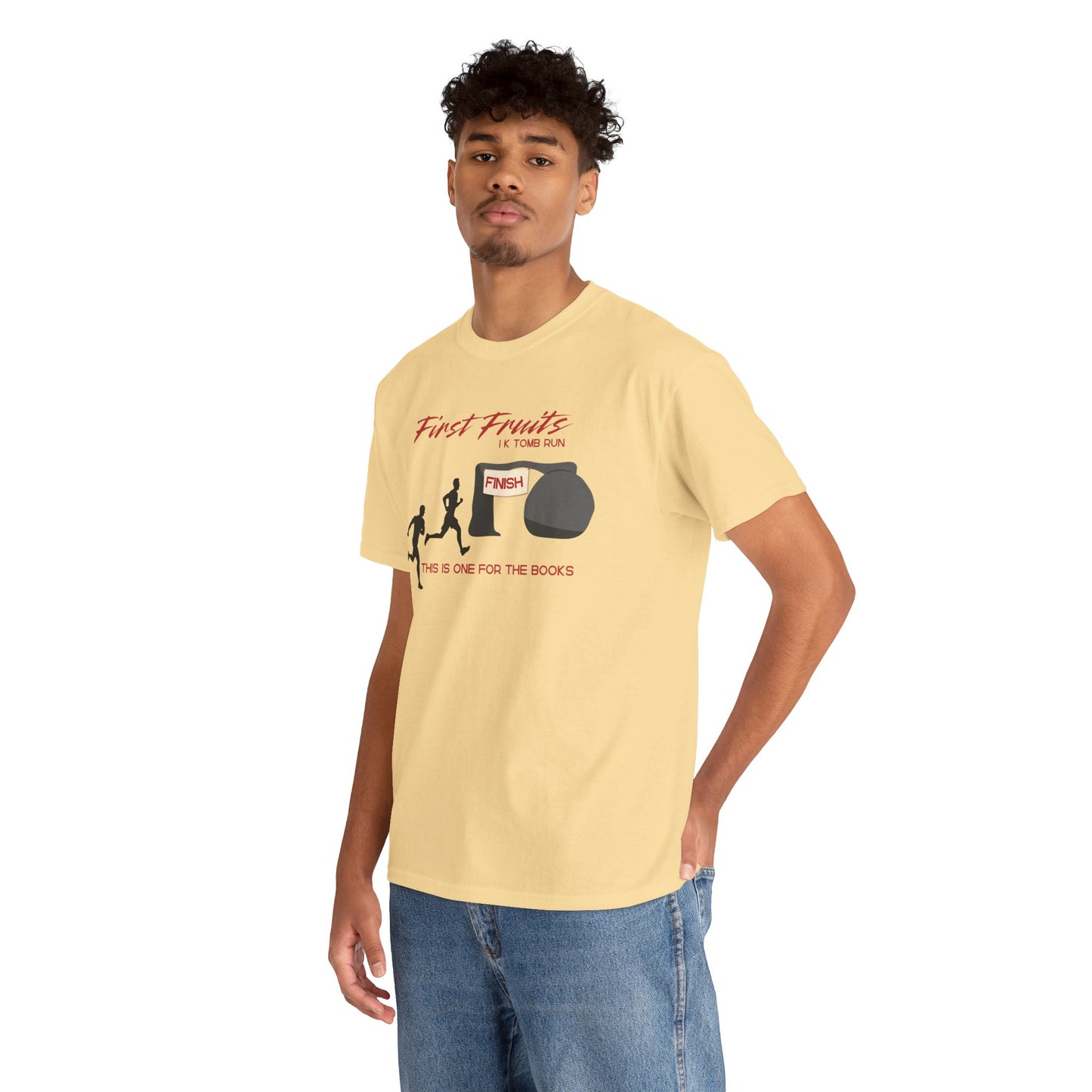 First Fruits 1k Tomb Run Unisex Tee - Funny Biblical Design