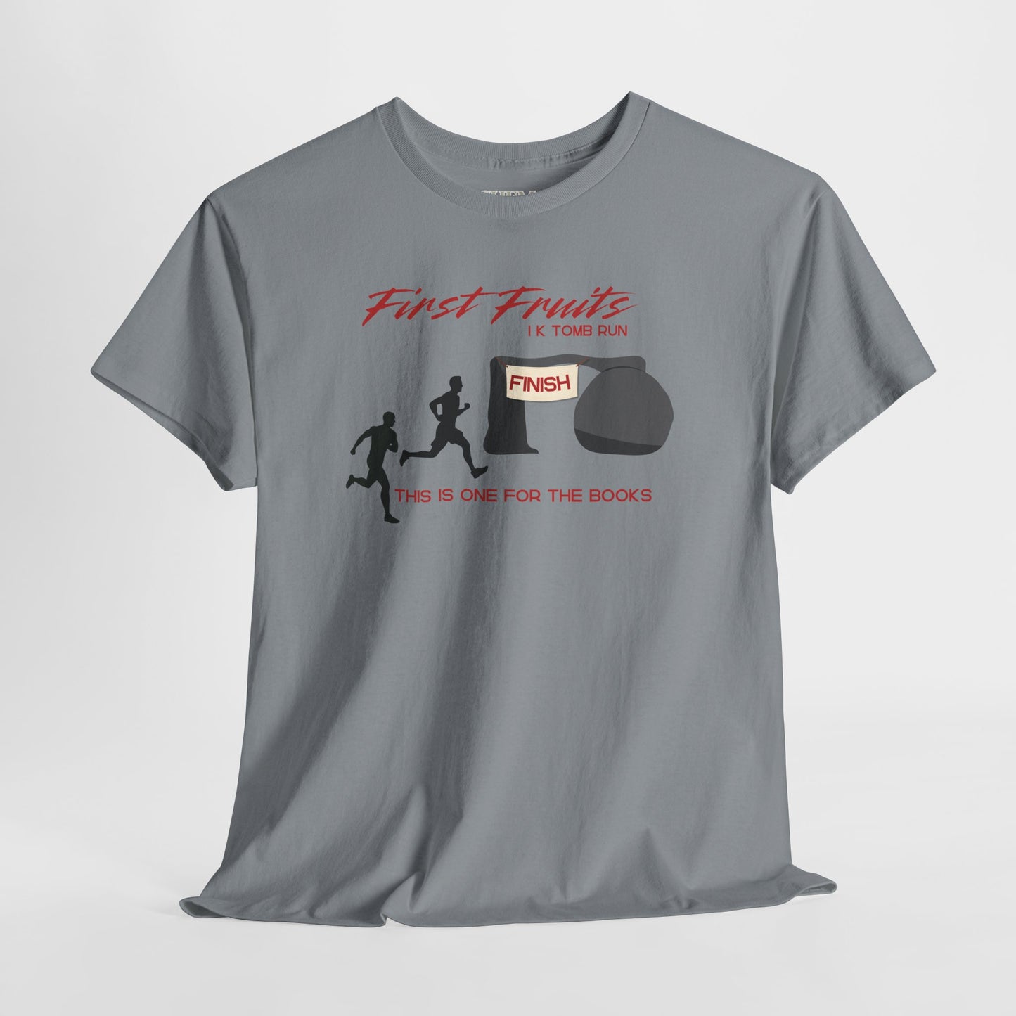 First Fruits 1k Tomb Run Unisex Tee - Funny Biblical Design