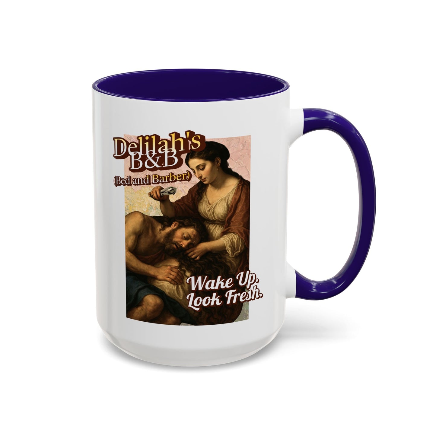 Funny Vintage Sampson Delilah's B&B Coffee Mug Bible Humor