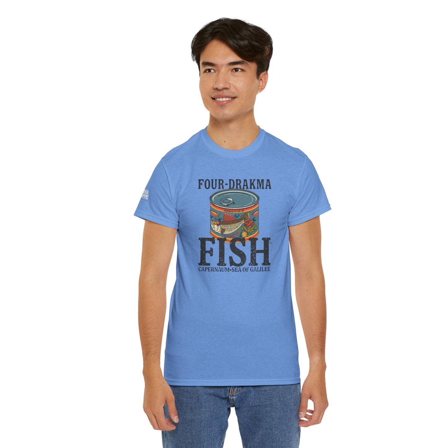 Vintage Four-Drachma Fish Co Matthew 17:24-27 Unisex Tee for Fishermen and Bible Enthusiasts