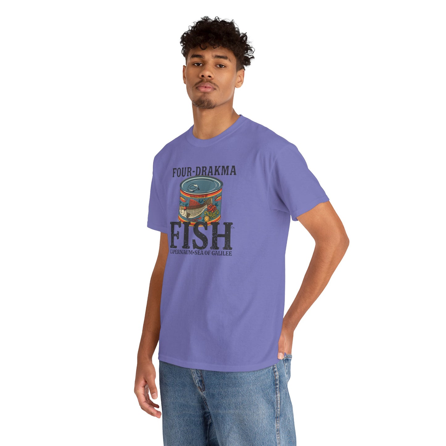 Vintage Four-Drachma Fish Co Matthew 17:24-27 Unisex Tee for Fishermen and Bible Enthusiasts
