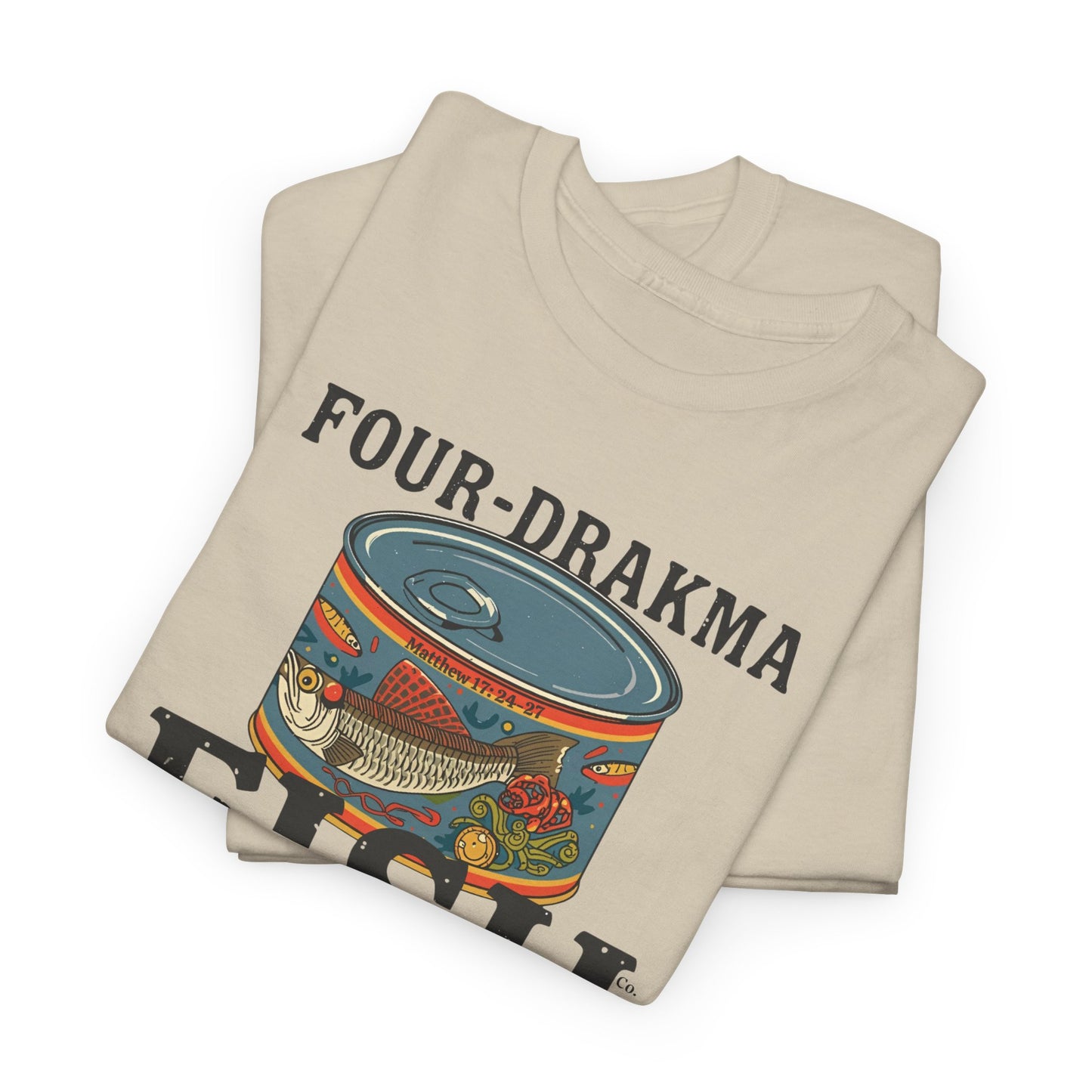 Vintage Four-Drachma Fish Co Matthew 17:24-27 Unisex Tee for Fishermen and Bible Enthusiasts