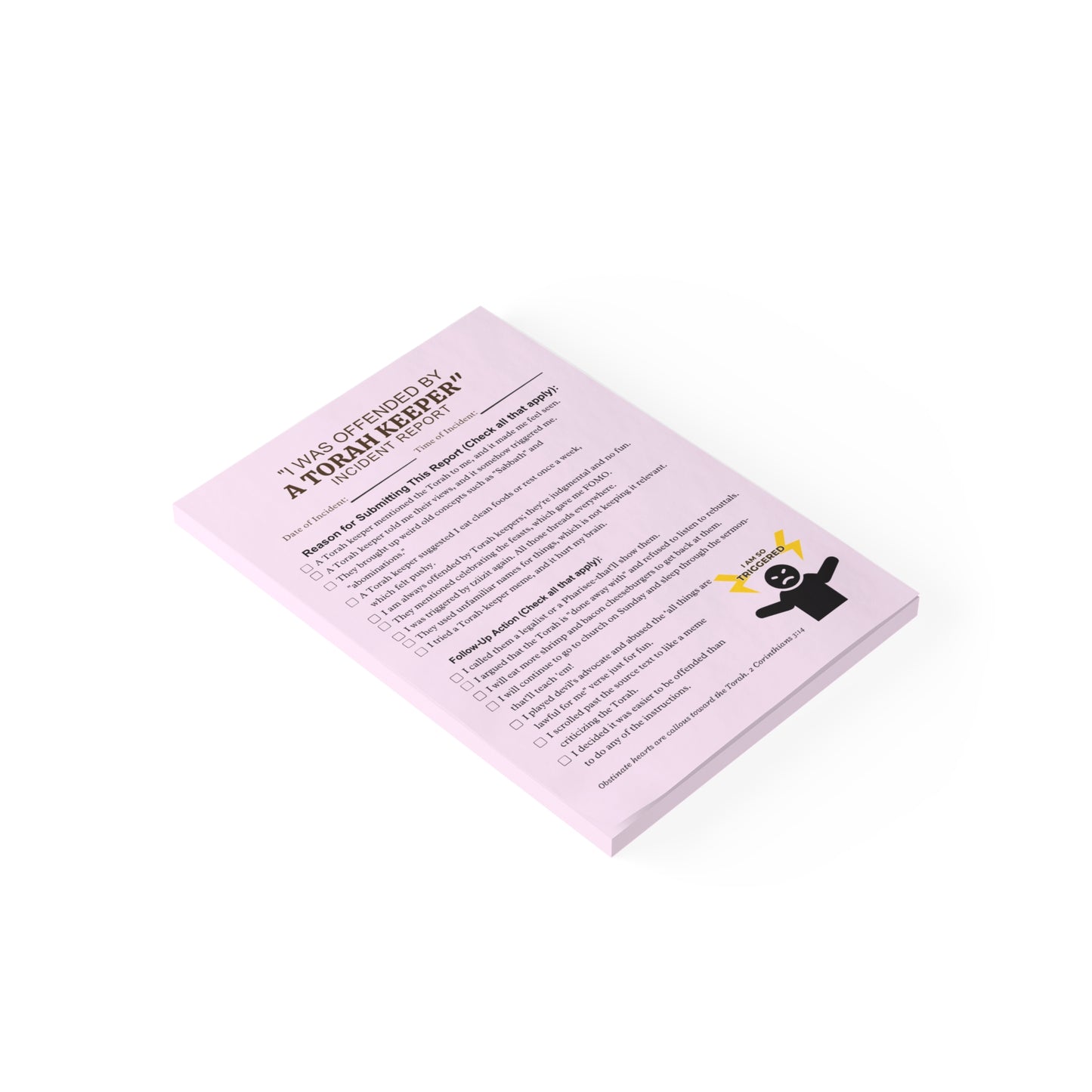Incident Report Post-it® Note Pad — Pink Playful Office Memo for Logging Petty Grievances
