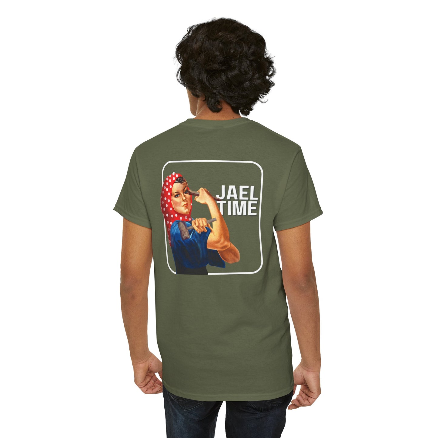 'Jael Time' Humorous Bible Story T-Shirt with Tent Peg and Hammer Design Cotton Tee