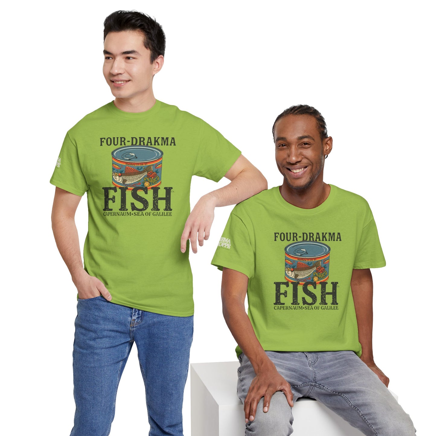 Vintage Four-Drachma Fish Co Matthew 17:24-27 Unisex Tee for Fishermen and Bible Enthusiasts