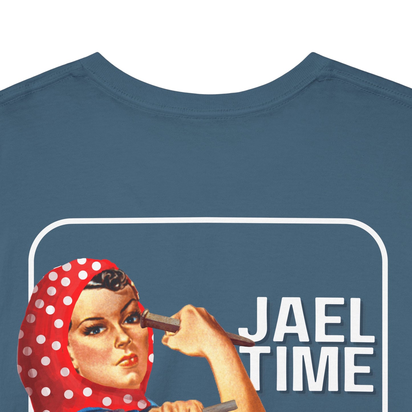 'Jael Time' Humorous Bible Story T-Shirt with Tent Peg and Hammer Design Cotton Tee