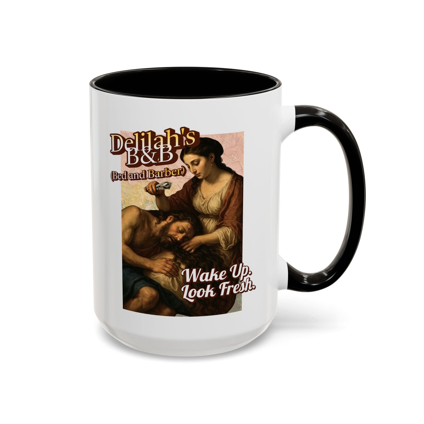 Funny Vintage Sampson Delilah's B&B Coffee Mug Bible Humor
