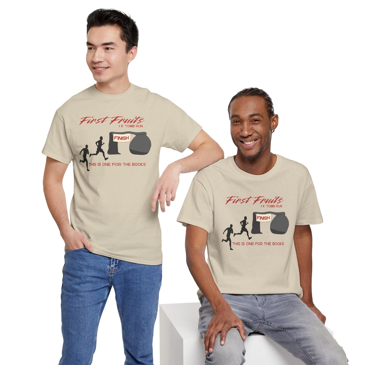 First Fruits 1k Tomb Run Unisex Tee - Funny Biblical Design