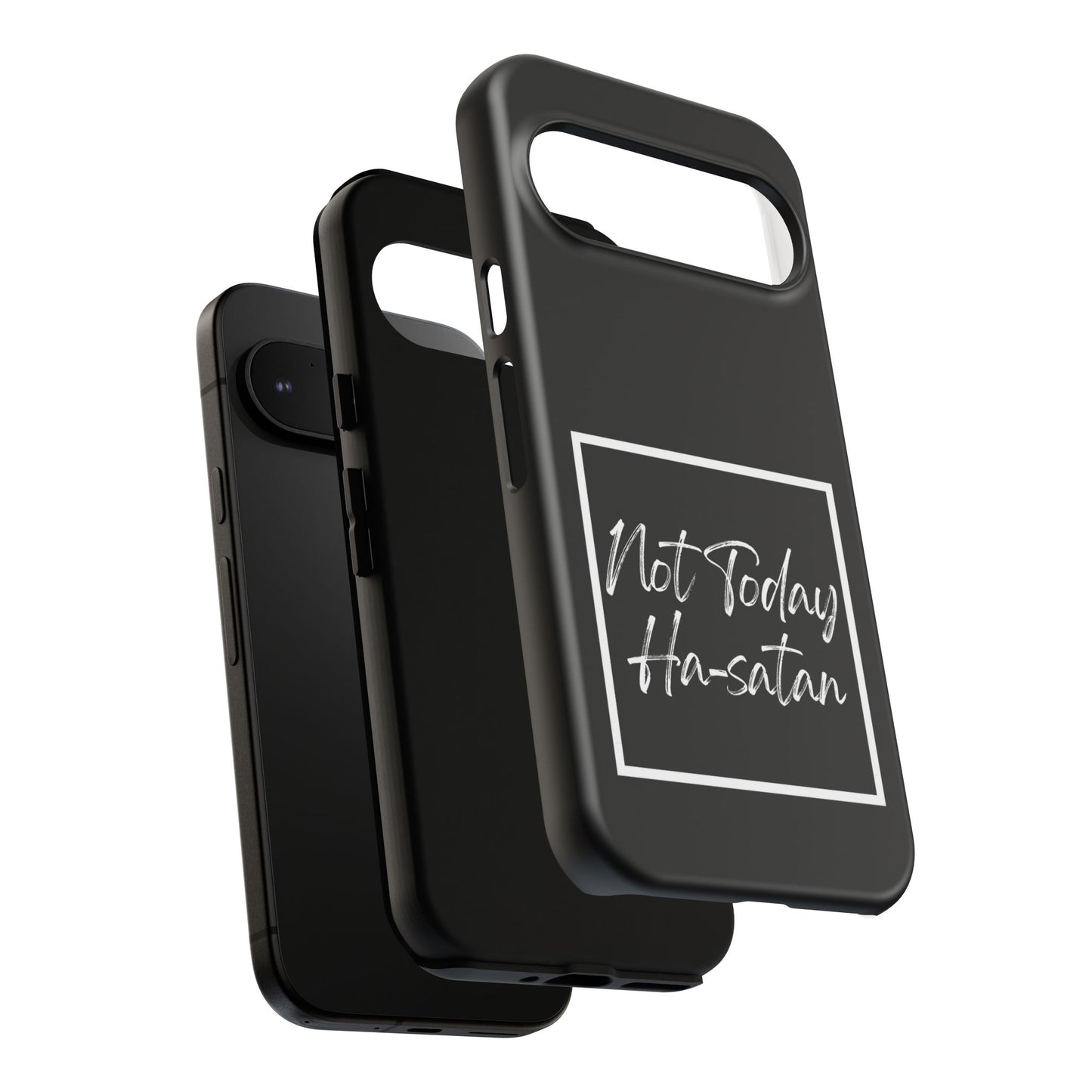 Phone Case- “Not Today Ha-satan” Black Tough Protective Cover Hebrew Humor