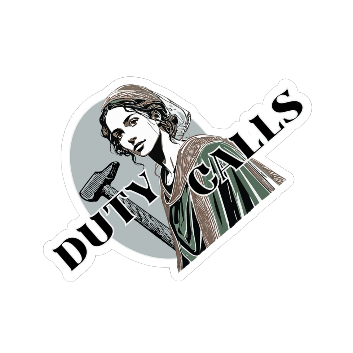 Duty Calls Sticker — Yael BIblical Heroine Laptop Kiss-Cut Decal