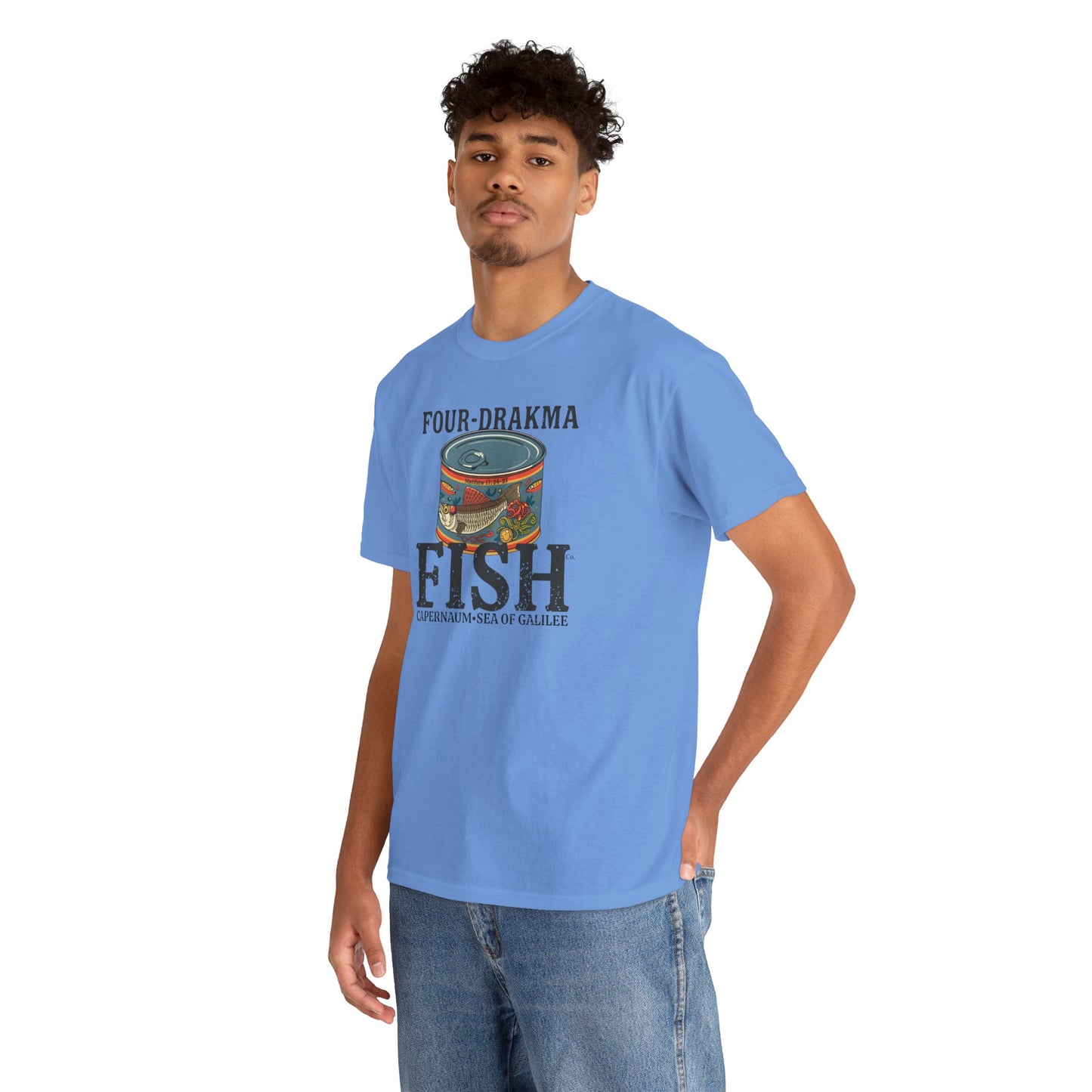 Vintage Four-Drachma Fish Co Matthew 17:24-27 Unisex Tee for Fishermen and Bible Enthusiasts