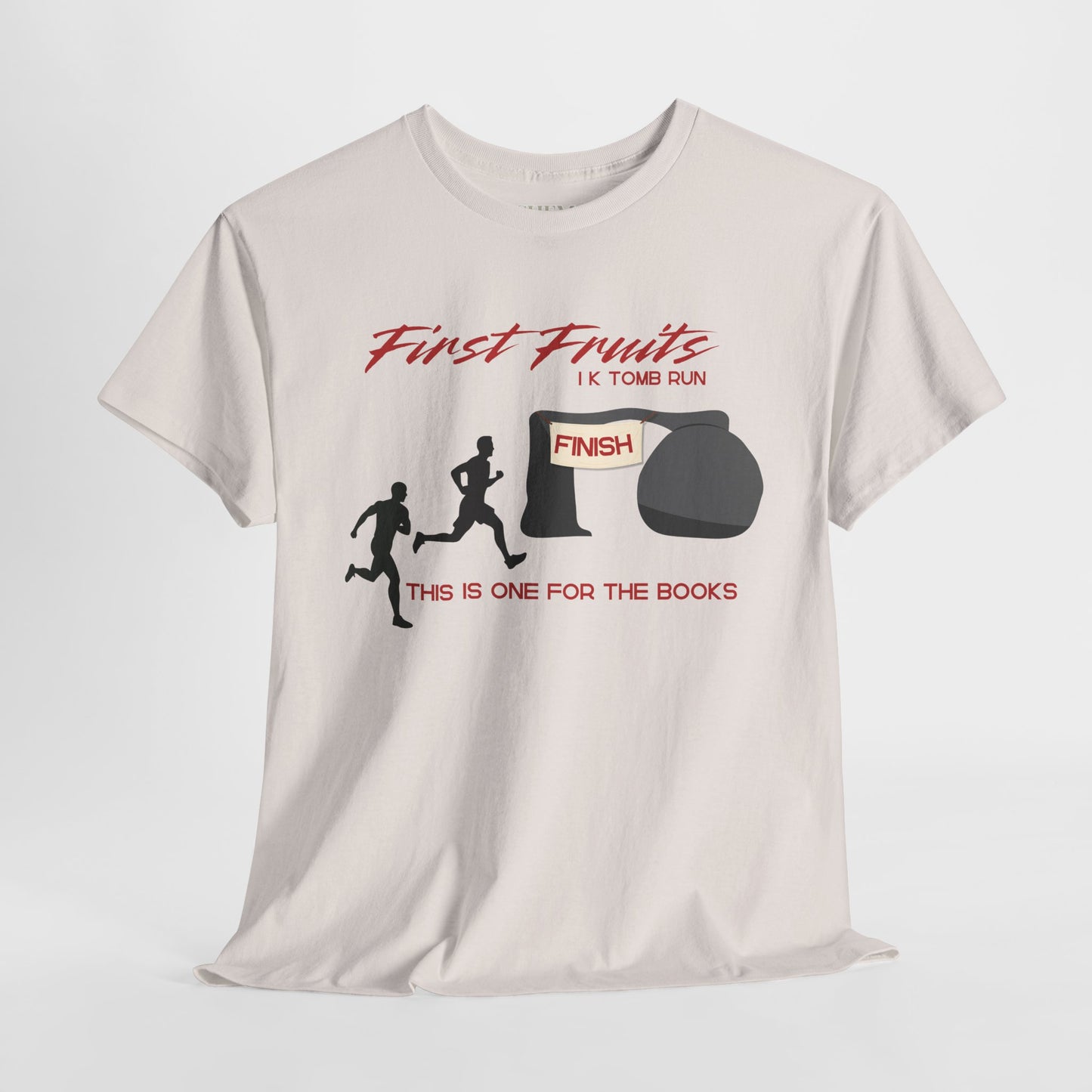 First Fruits 1k Tomb Run Unisex Tee - Funny Biblical Design
