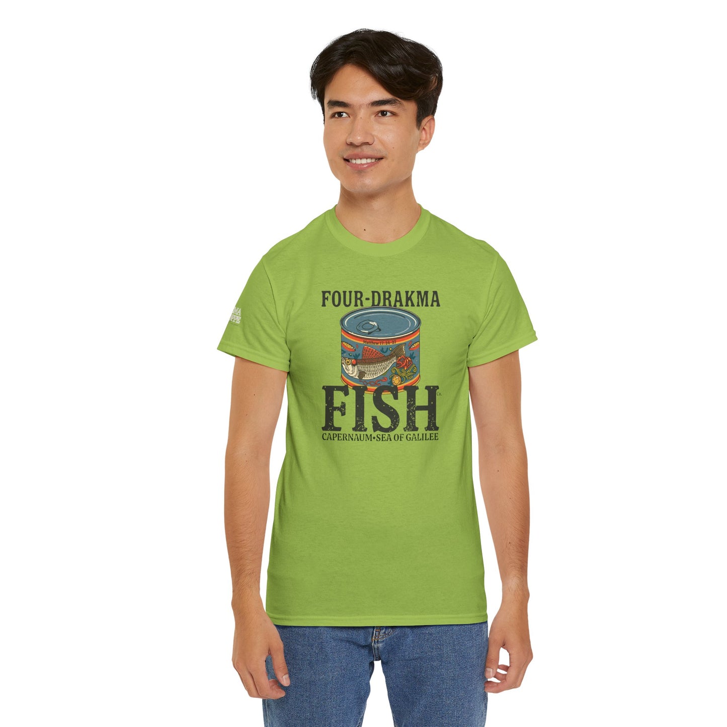 Vintage Four-Drachma Fish Co Matthew 17:24-27 Unisex Tee for Fishermen and Bible Enthusiasts