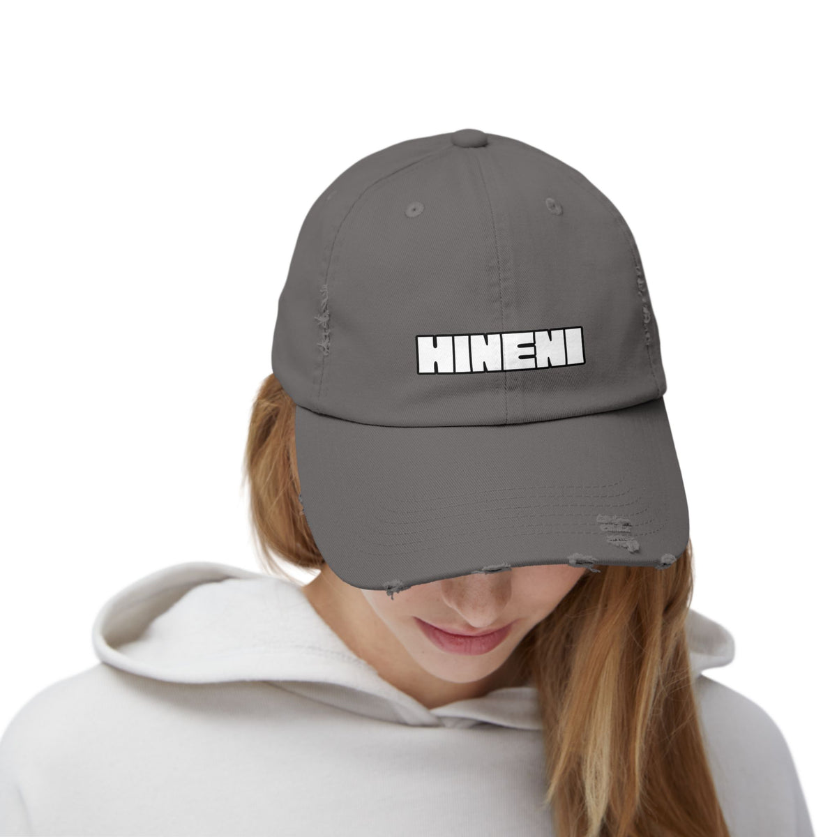 Hineni (Hebrew for "here I am")  Distressed Cap with 'Hineni' | Casual Streetwear Hat, Daily Accessory, Gift for Him/Her, Trendy Cap