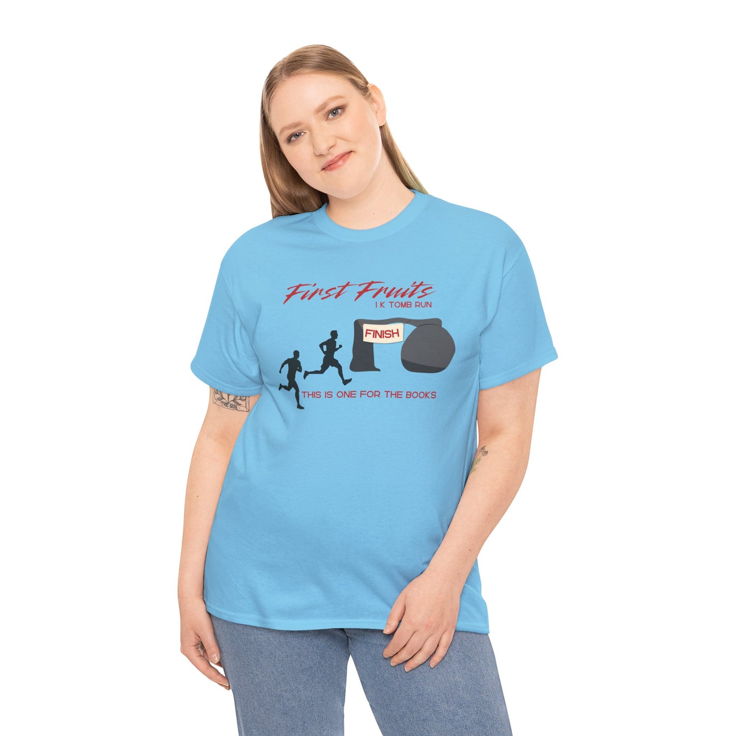 First Fruits 1k Tomb Run Unisex Tee - Funny Biblical Design