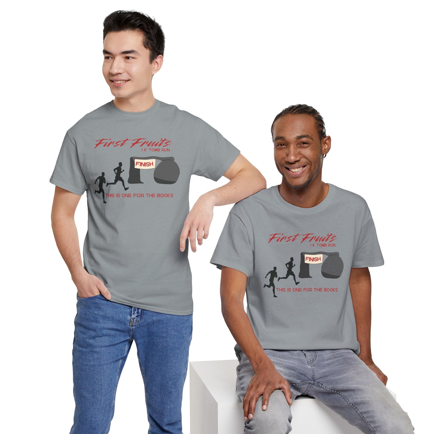 First Fruits 1k Tomb Run Unisex Tee - Funny Biblical Design