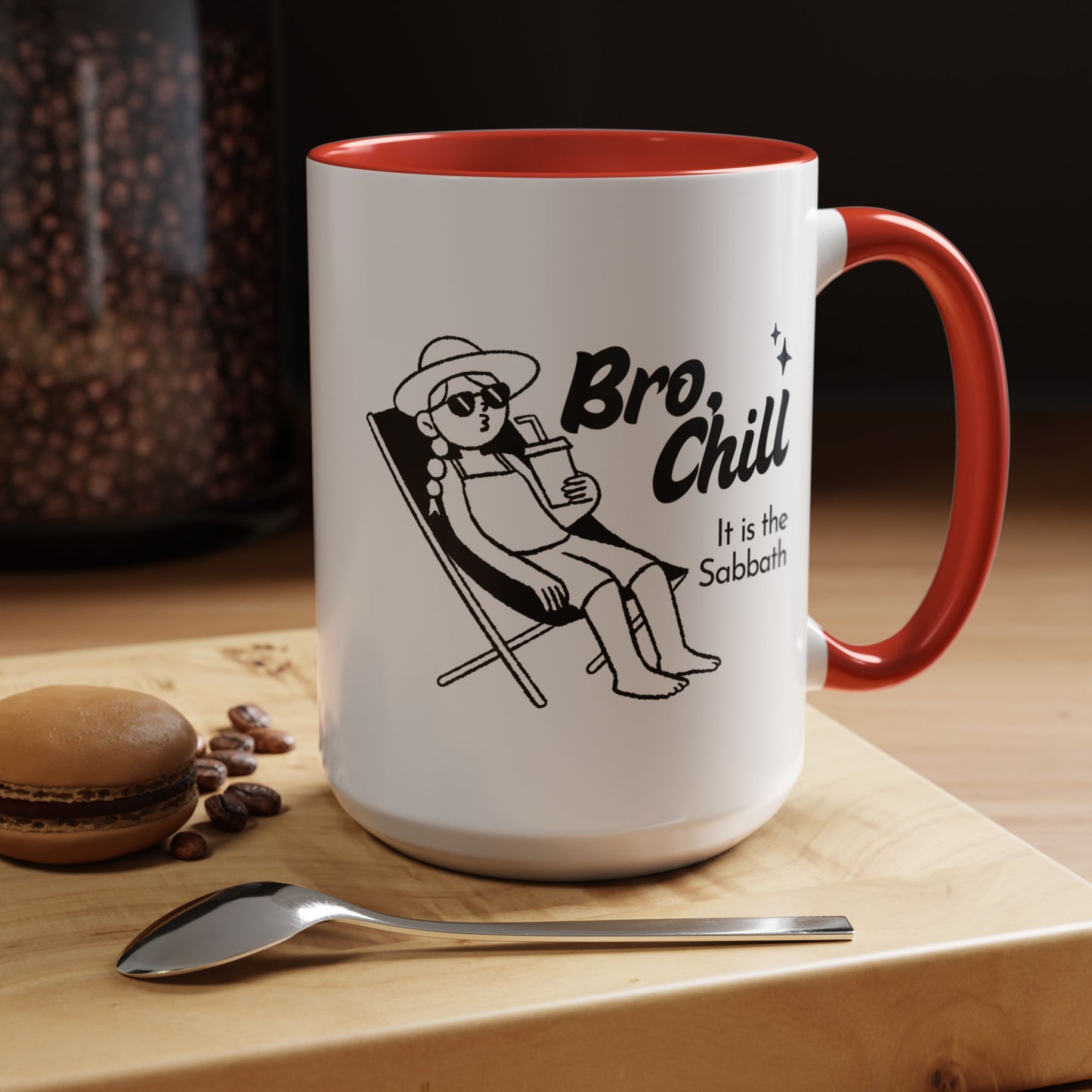 Bro, Chill Shabbat Themed Accent Coffee Mug, Relaxation Gift, Coffee Lover Gift, Cute Mug for Friends, Fun Coffee Cup