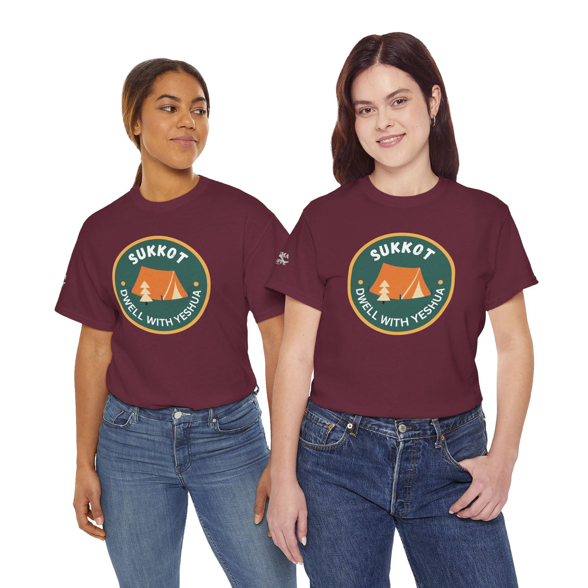 Sukkot Camping Tee — “Dwell With Yeshua” Biblical Feast T‑Shirt