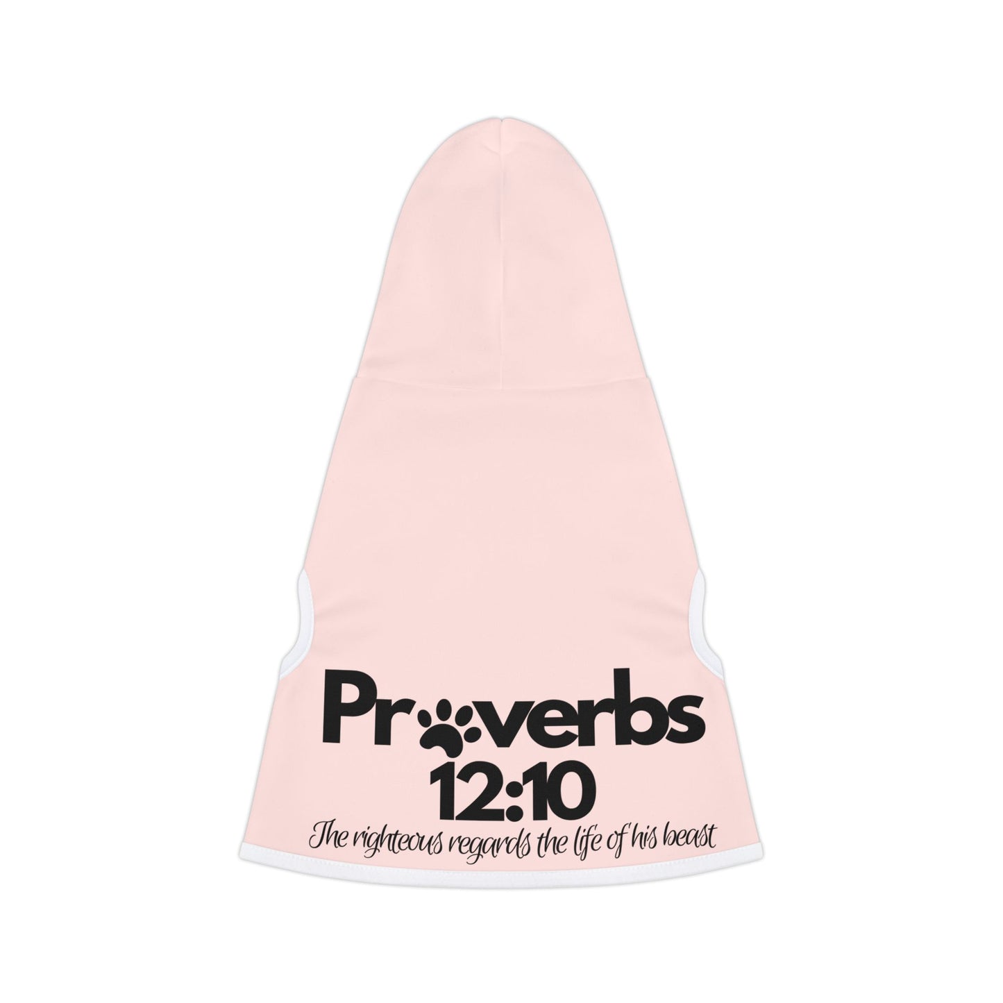 Pet Hoodie- Pink "Proverbs 12:10" Paw Print Bible Verse Dog Hoodie