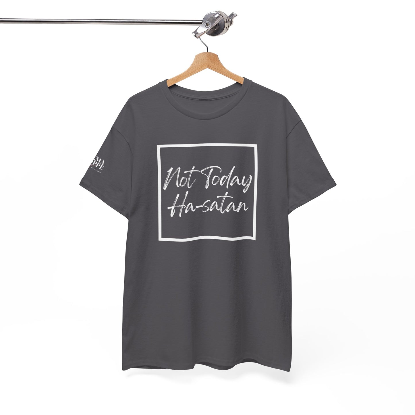 "Not Today Ha-satan" Cotton Tee Minimal Script Graphic Tee