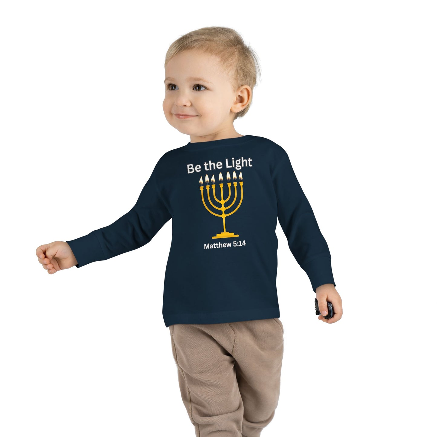 Be the Light Menorah Toddler Long Sleeve Tee