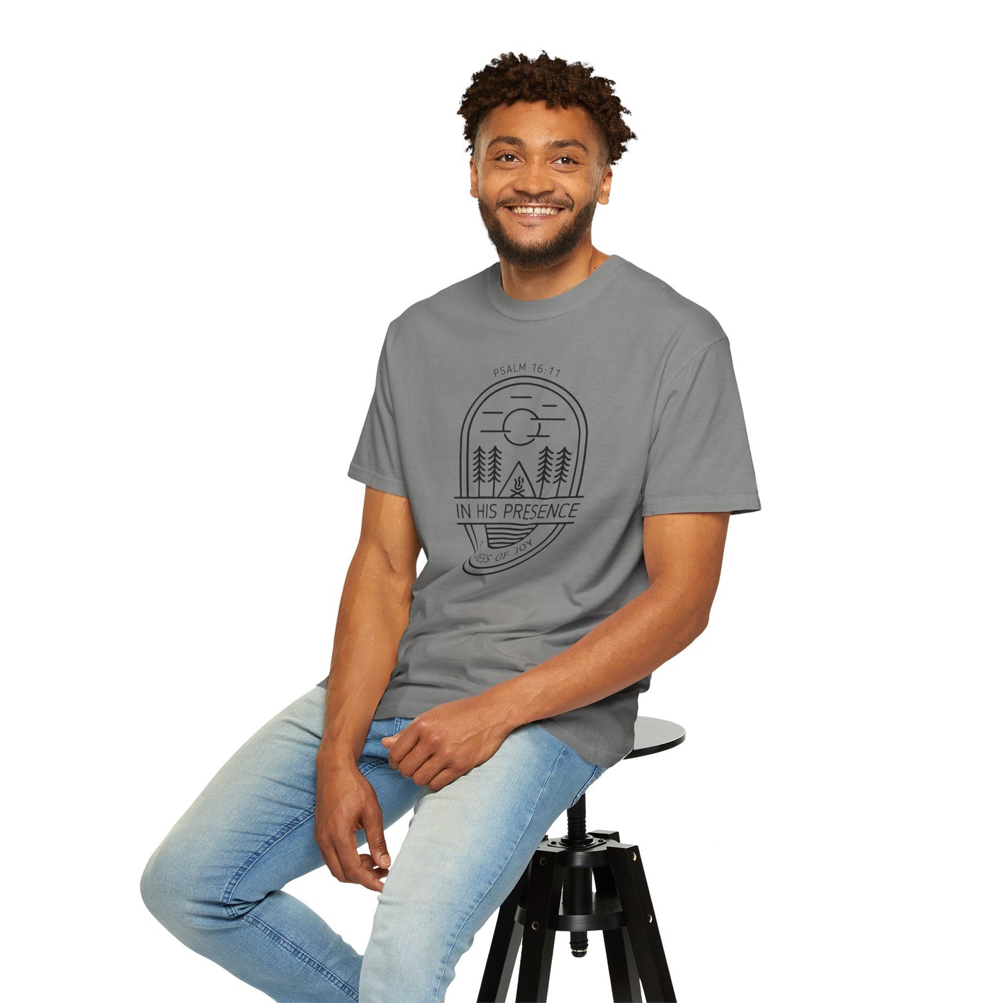 In His Presence T-Shirt — Psalm 16:11 Bible Verse Nature Comfort Colors Cotton Shirt