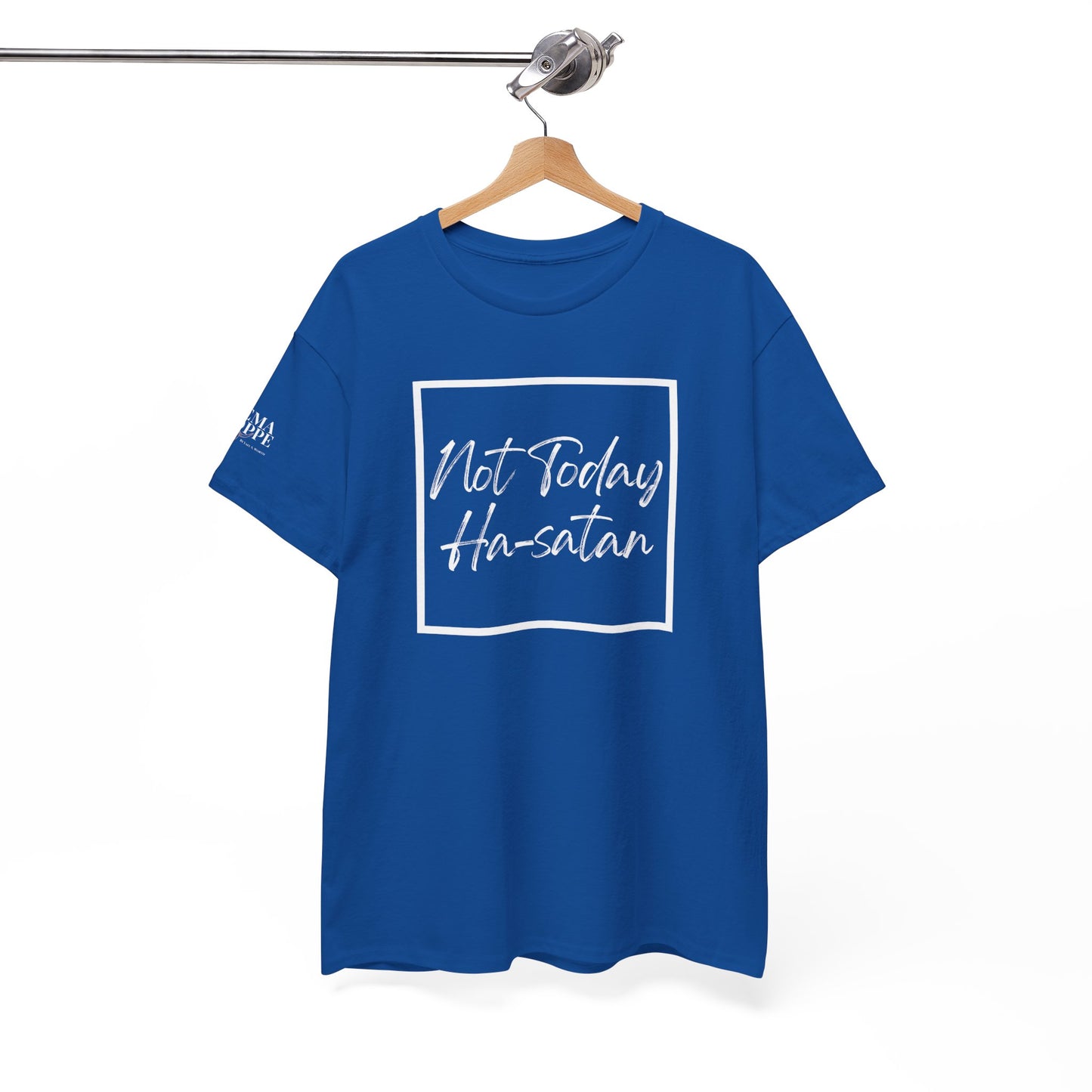 "Not Today Ha-satan" Cotton Tee Minimal Script Graphic Tee