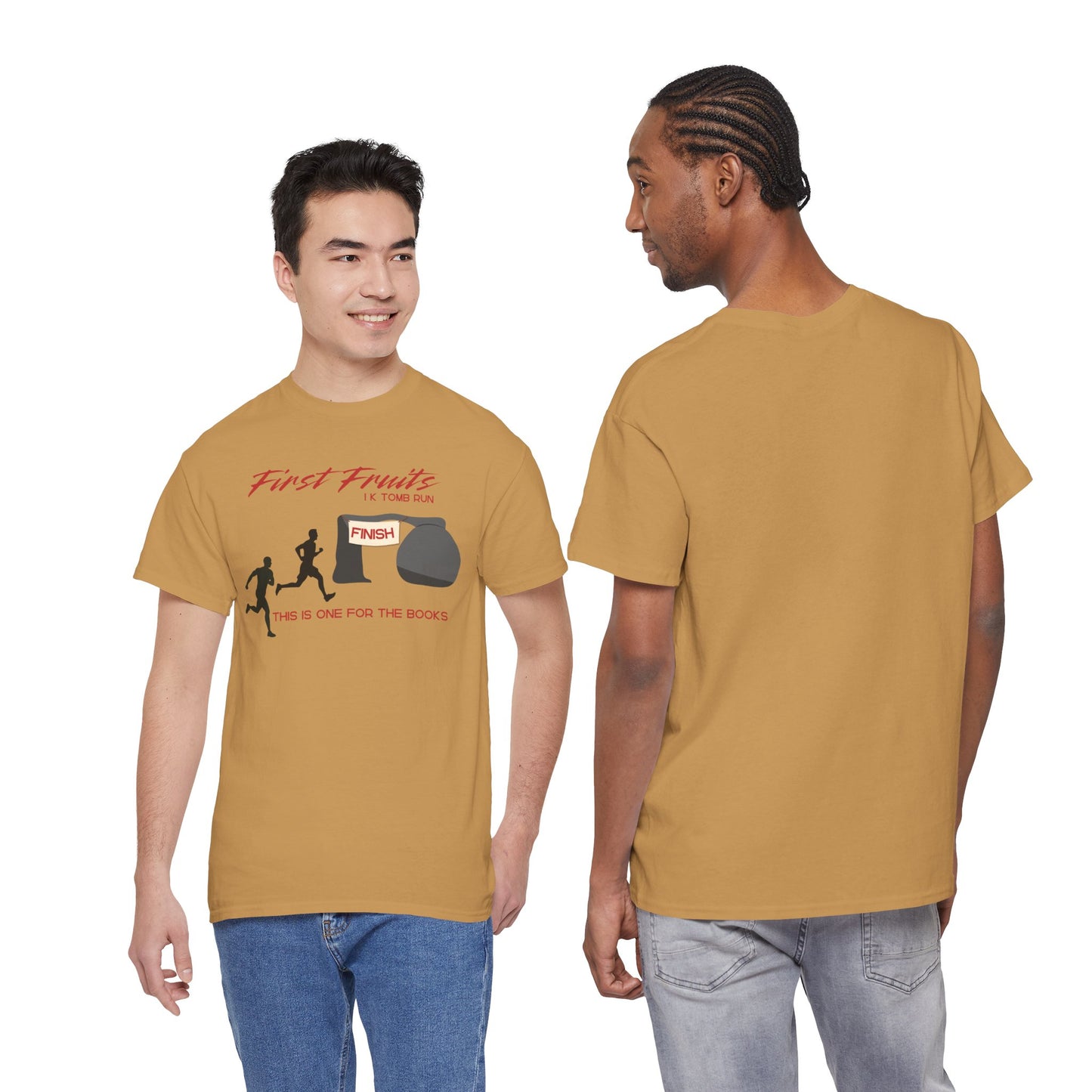 First Fruits 1k Tomb Run Unisex Tee - Funny Biblical Design