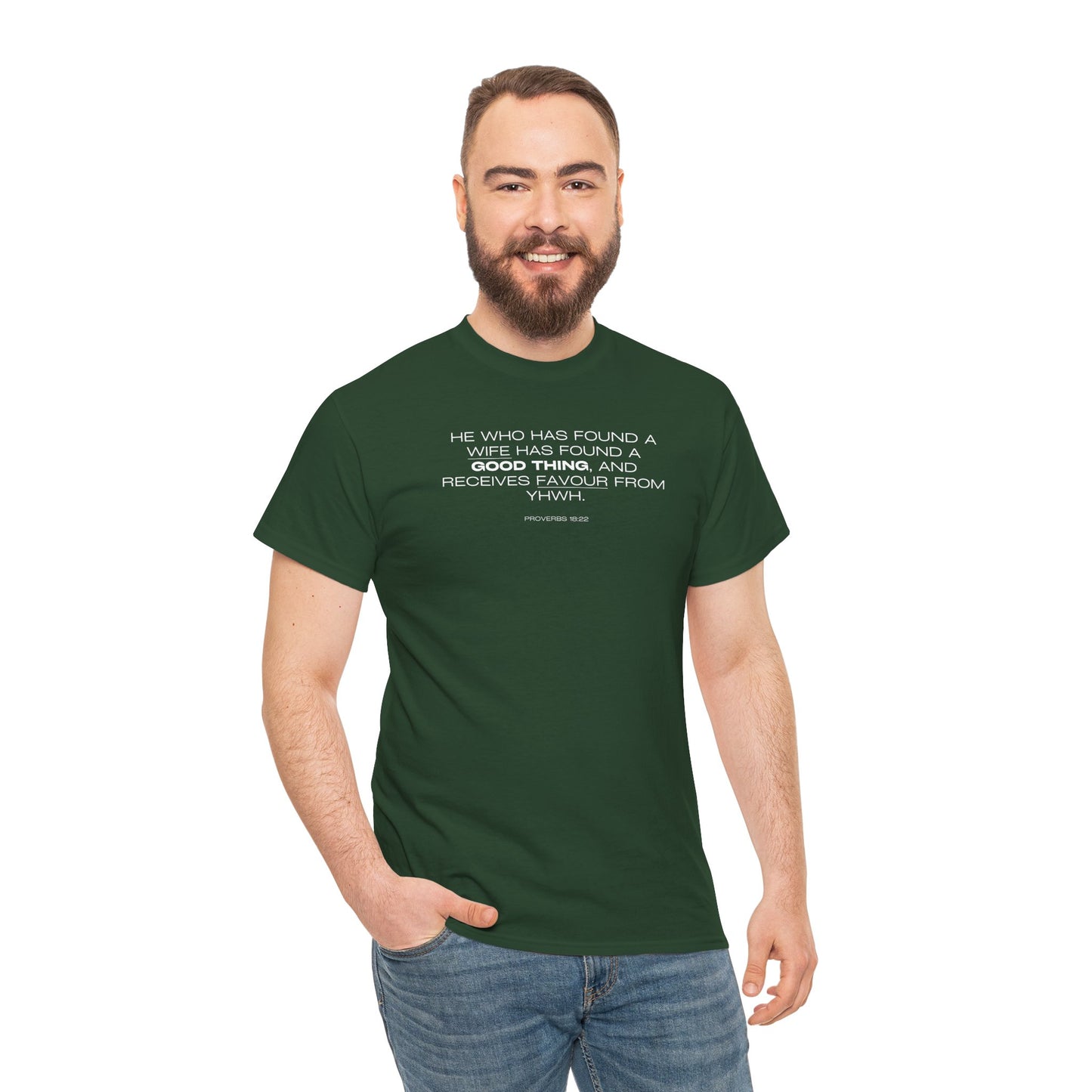 Proverbs 18:22 Men's Tee - Engagements, Weddings, Anniversaries- For The Coordinated Couple 100% Cotton