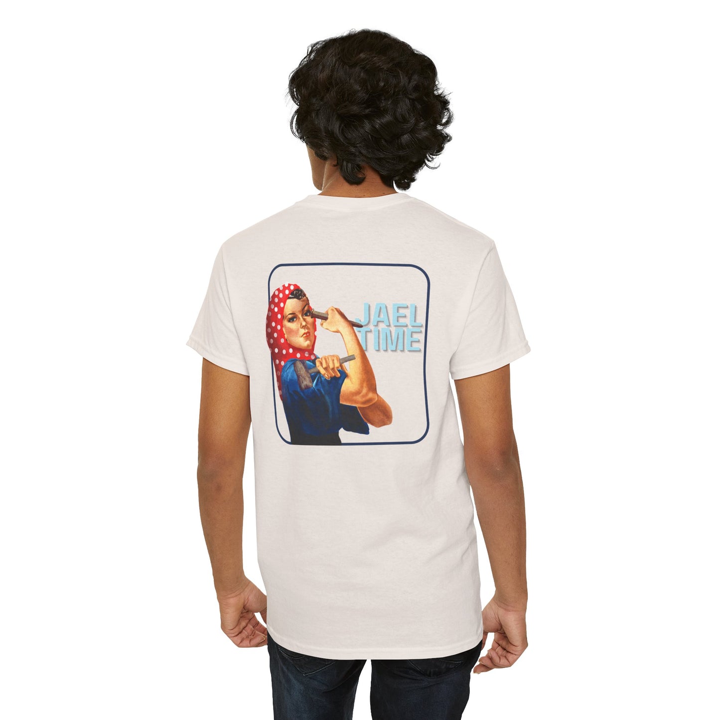 'Jael Time' Humorous Bible Story T-Shirt with Tent Peg and Hammer Design Cotton Tee