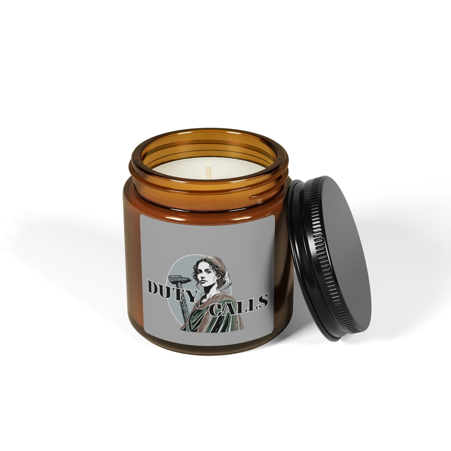 Biblical Portrait Amber Soy Candle — "Duty Calls" Scented Jar (Multi-Size)