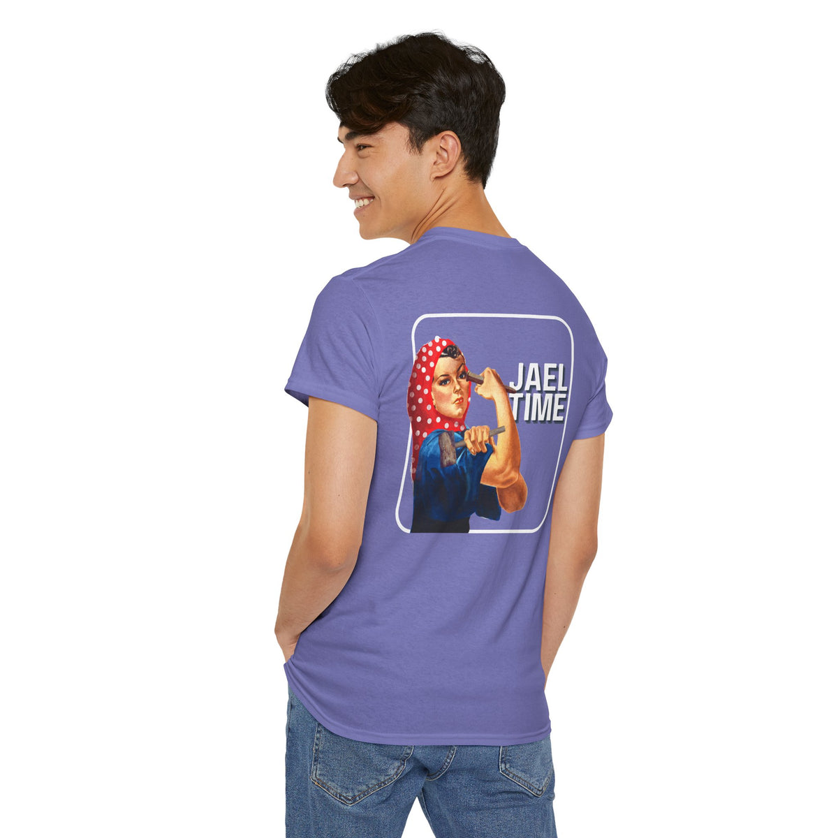 'Jael Time' Humorous Bible Story T-Shirt with Tent Peg and Hammer Design Cotton Tee