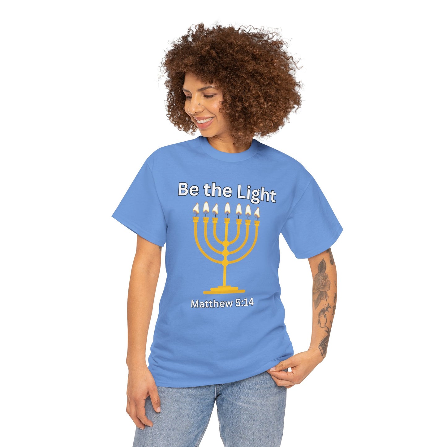 Be the Light Menorah: Unisex Heavy Cotton Tee Matthew 5:14