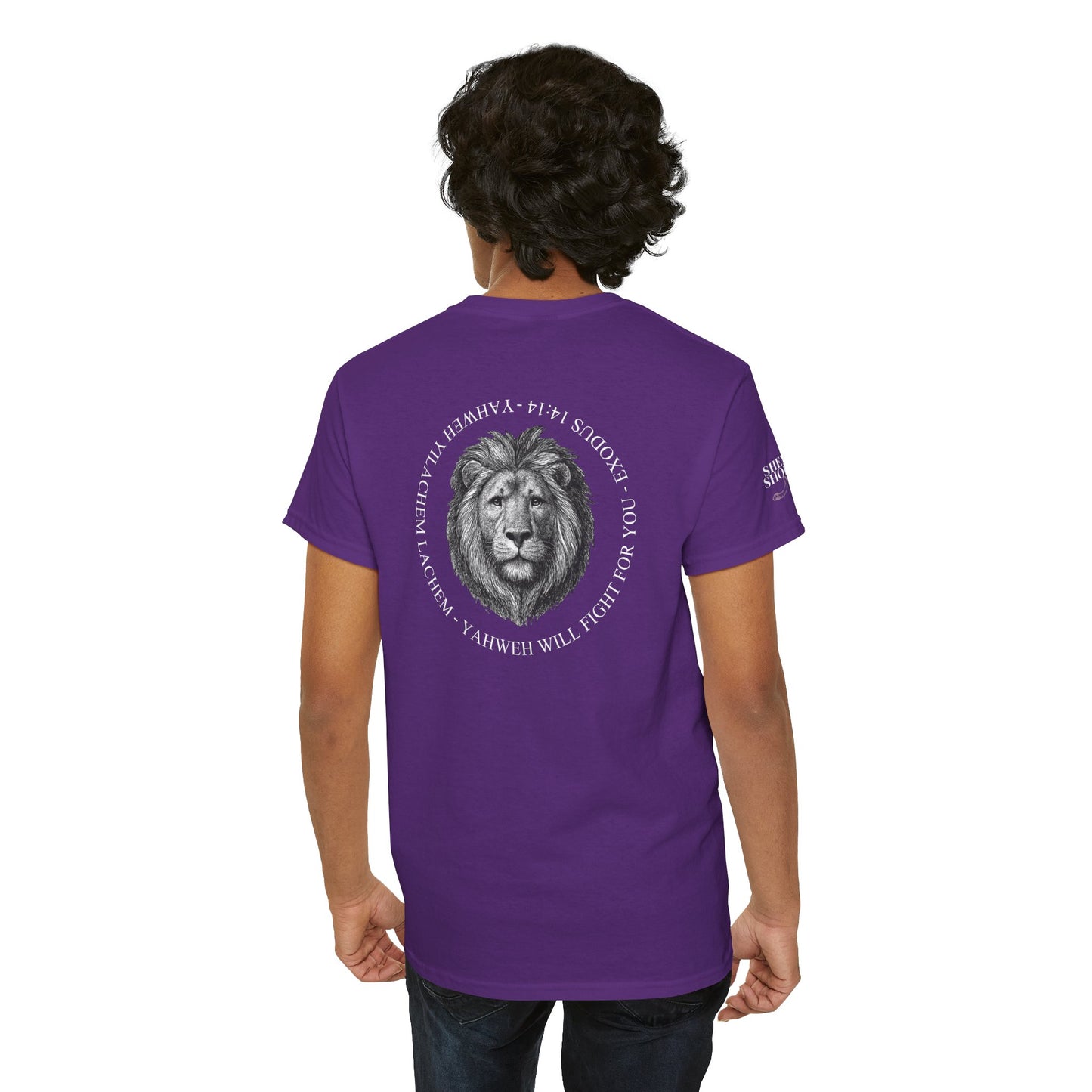 Hebrew Lion Tee — "Yahweh Yilachem Lachem" Inspirational Scripture Shirt Exodus 14:14